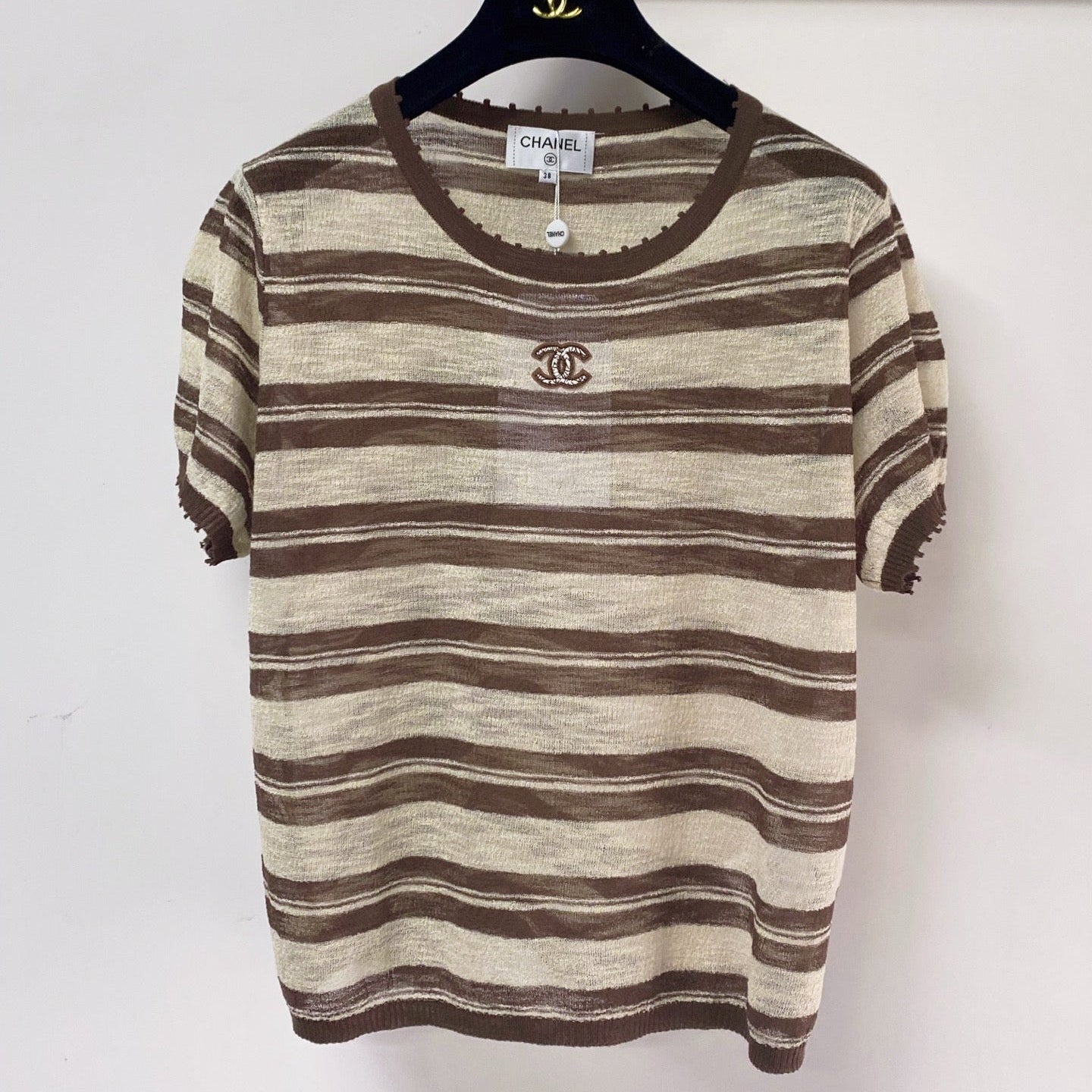Chanel 2026 Short-Sleeve Knit Brown Wool Laine 463562