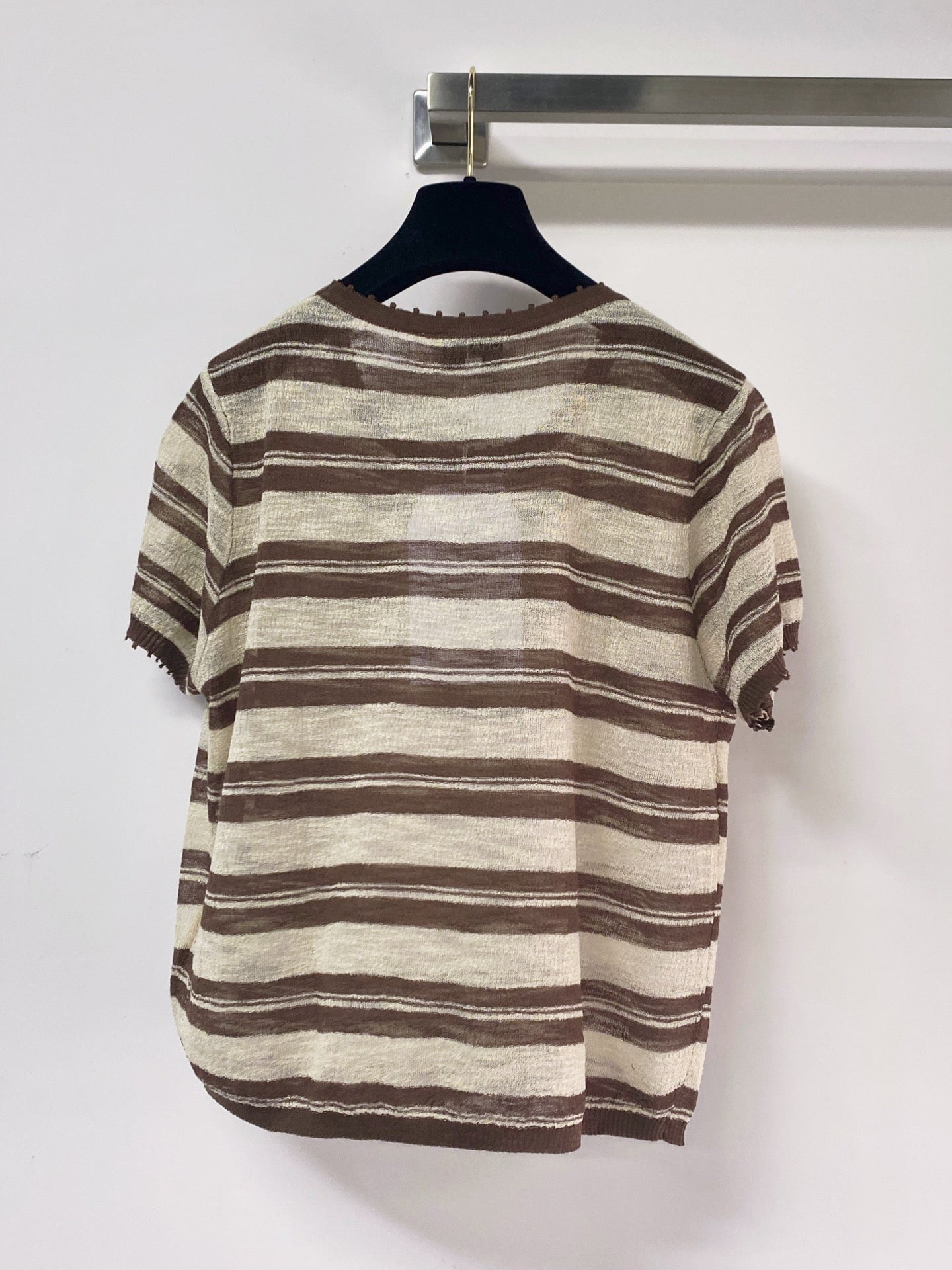 Chanel 2026 Short-Sleeve Knit Brown Wool Laine 463562
