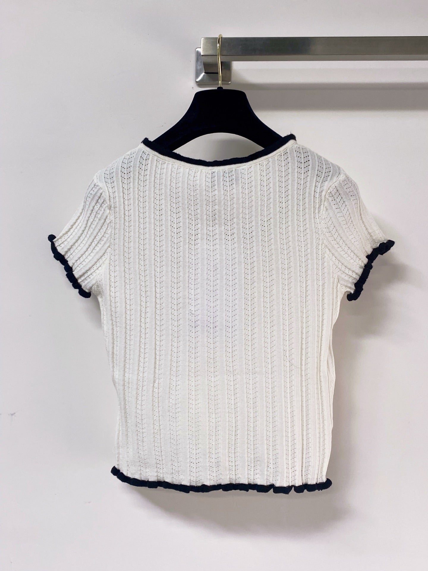 Chanel 2026 Bow Detail Short-Sleeve Knit White Viscosa 463561