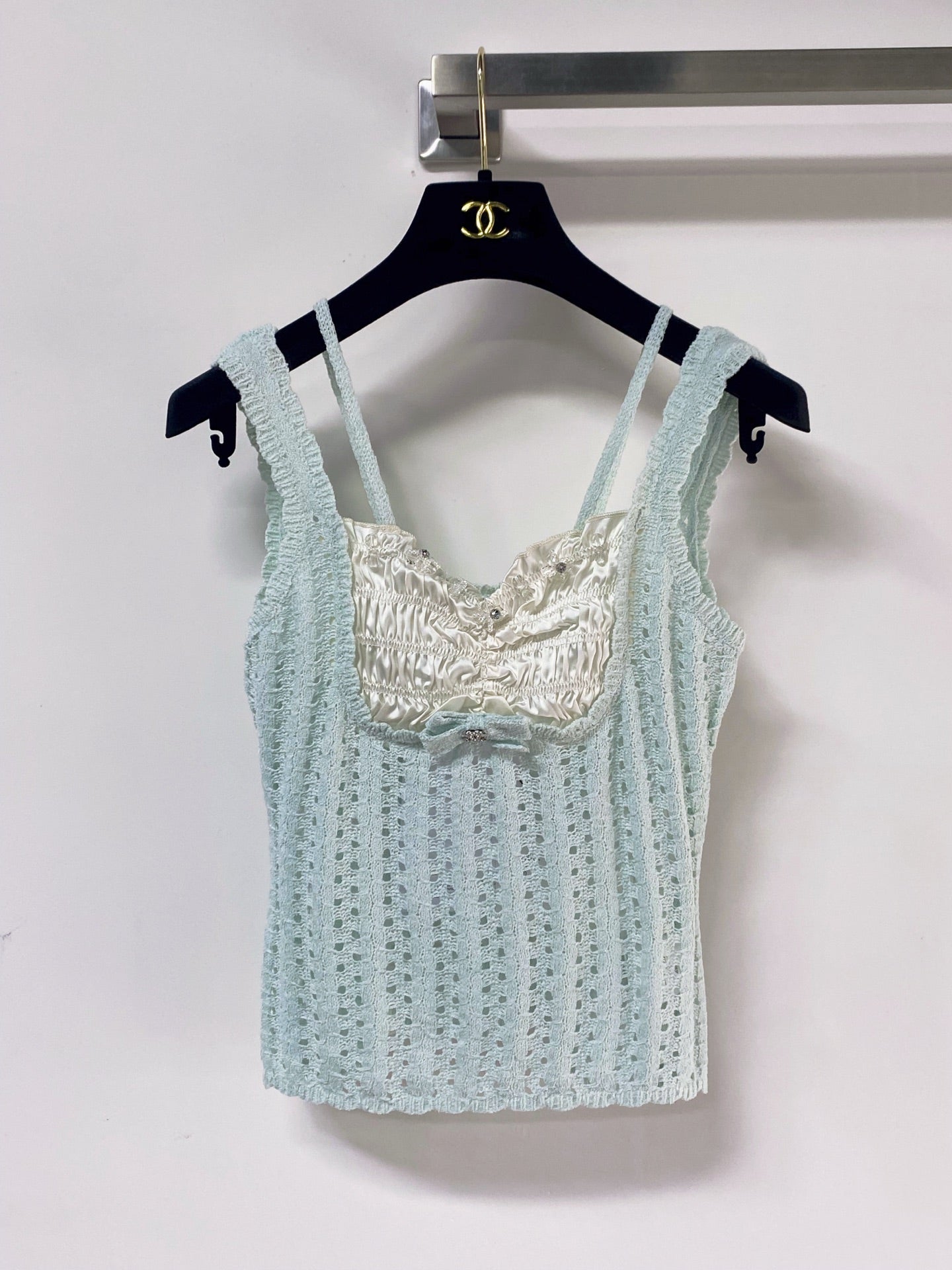 Chanel 2026 Knit Bustier Top Wool Laine With Satin Detailing 471895