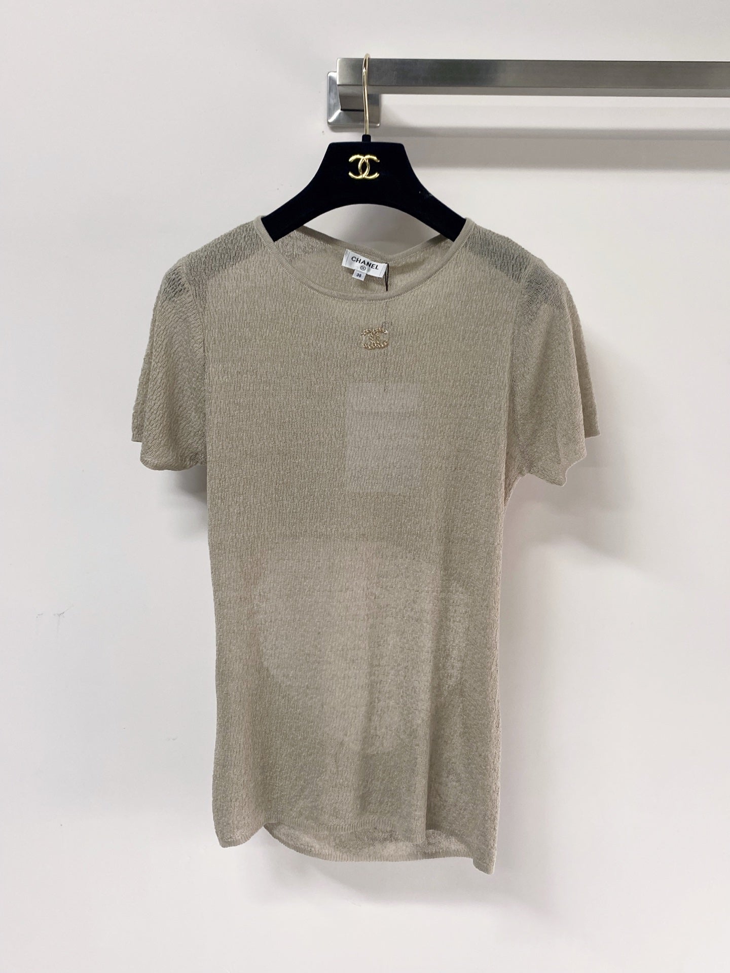 Chanel 2026 Open Knit T-Shirt Laine Wool Metallic Detailing 471873