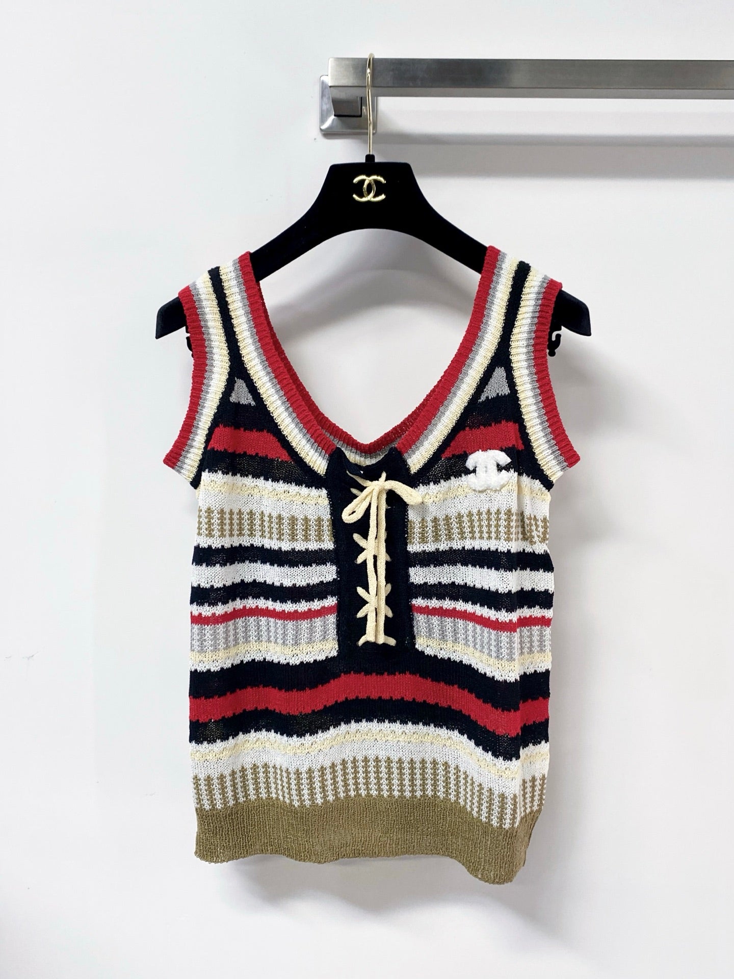 Chanel 2026 Knit Tank Top V-neck Cotton 479947