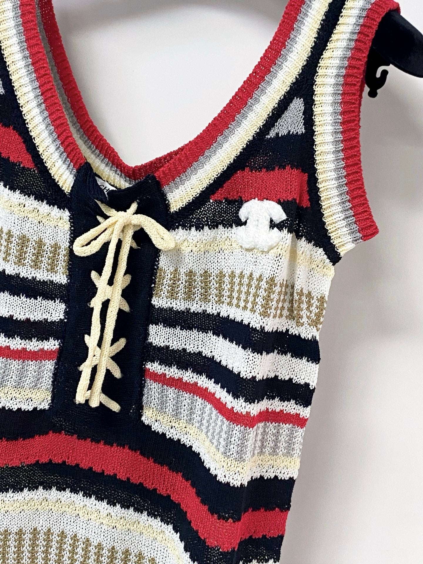 Chanel 2026 Knit Tank Top V-neck Cotton 479947