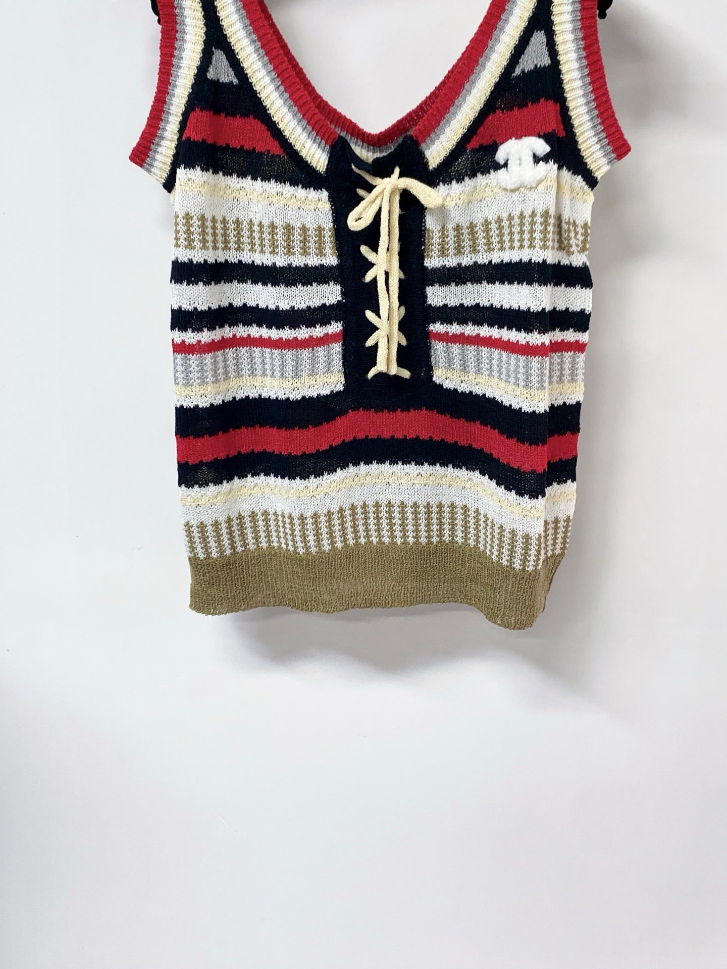 Chanel 2026 Knit Tank Top V-neck Cotton 479947