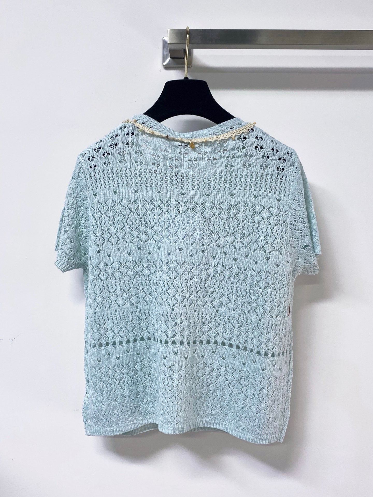 Chanel 2026 Blue Knitted Short-Sleeved Top Cotton 479942