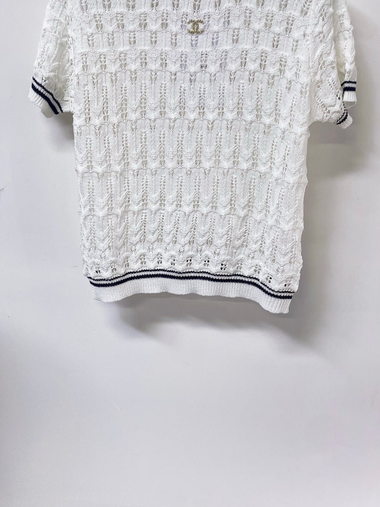 Chanel 2026 White And Black Short-Sleeved Shirt Wool 479934