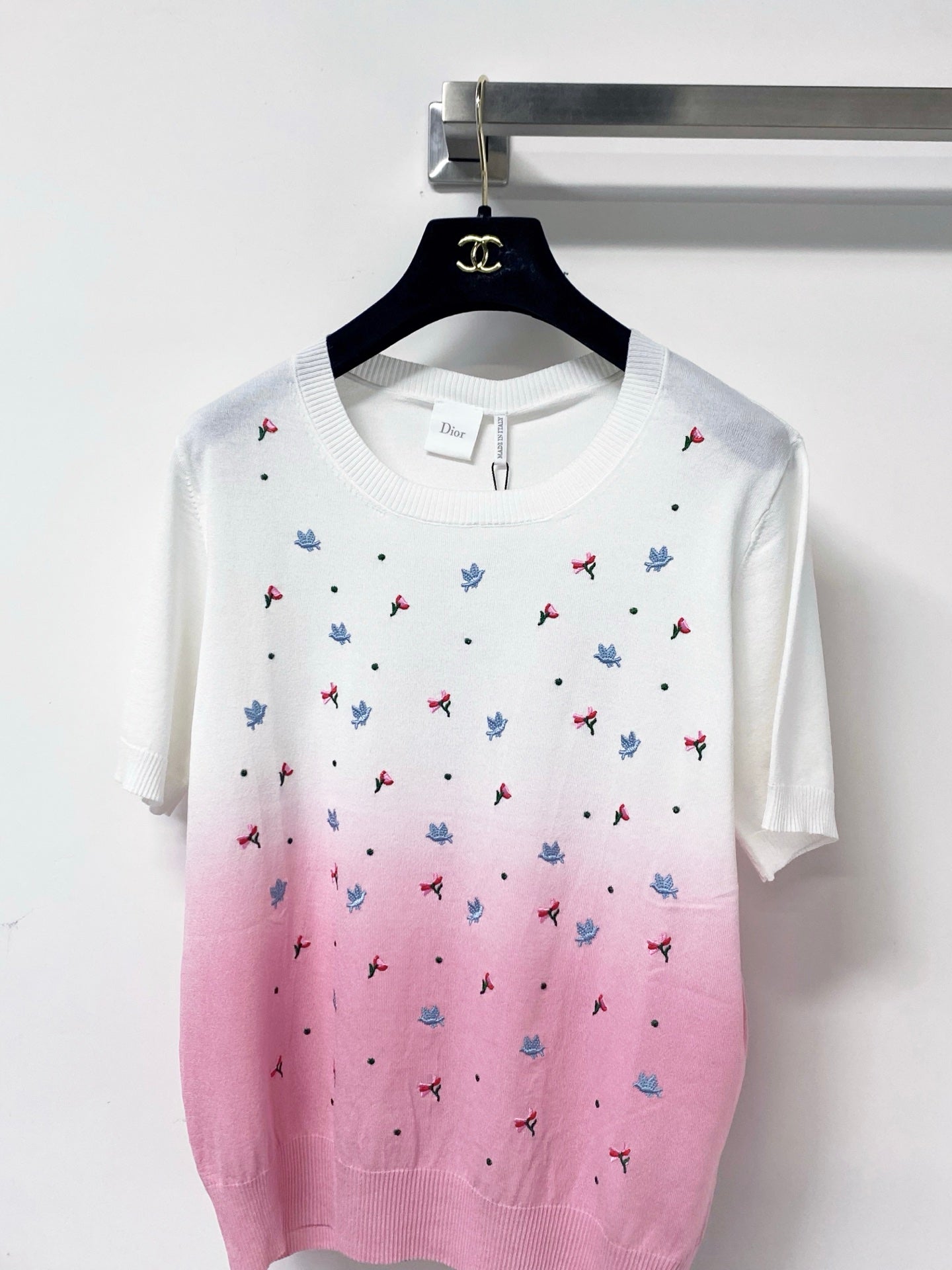 Dior 2026 Short-Sleeve T-Shirt Embroidered Colorful Floral Tencel 479916