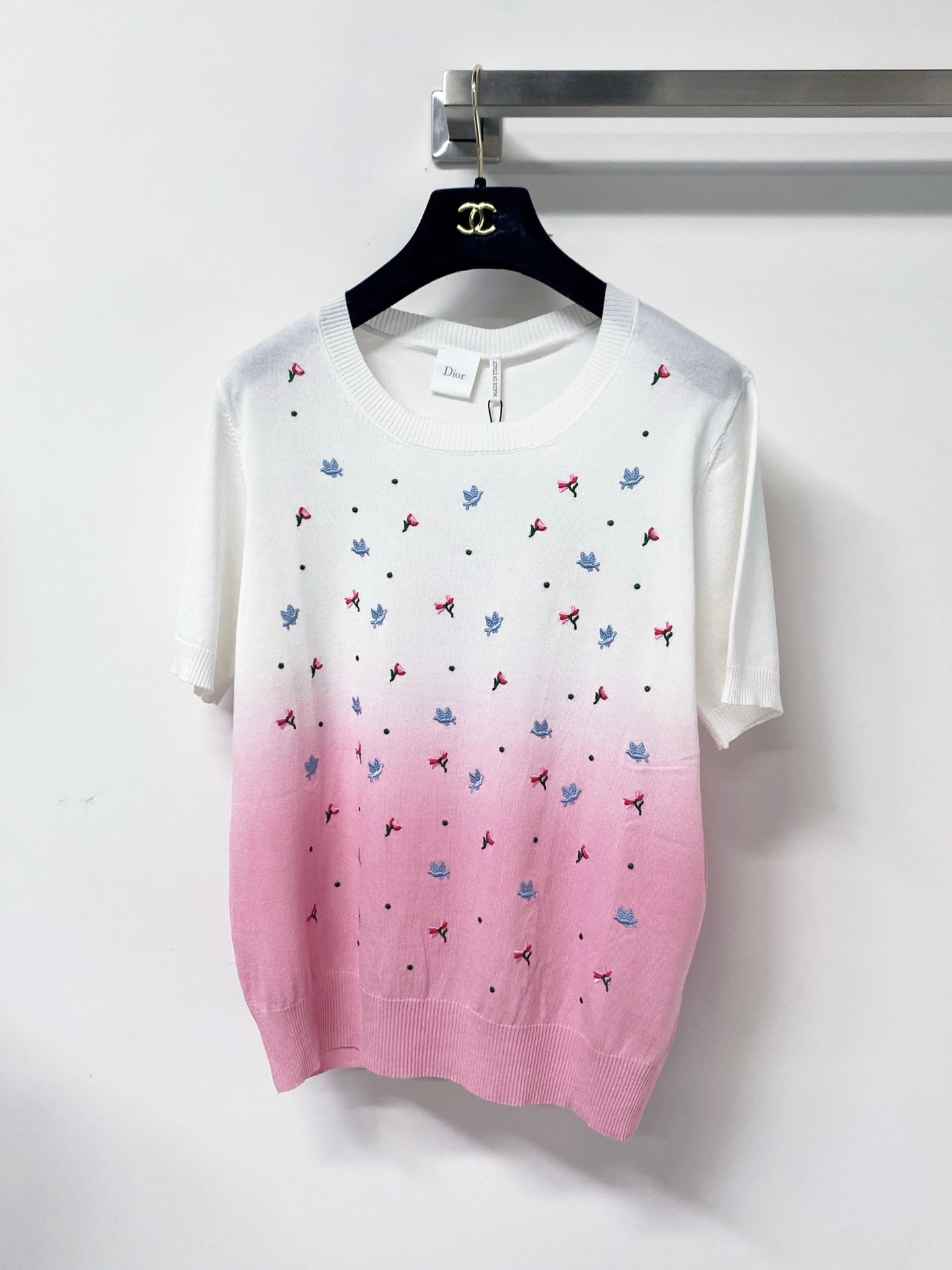 Dior 2026 Short-Sleeve T-Shirt Embroidered Colorful Floral Tencel 479916