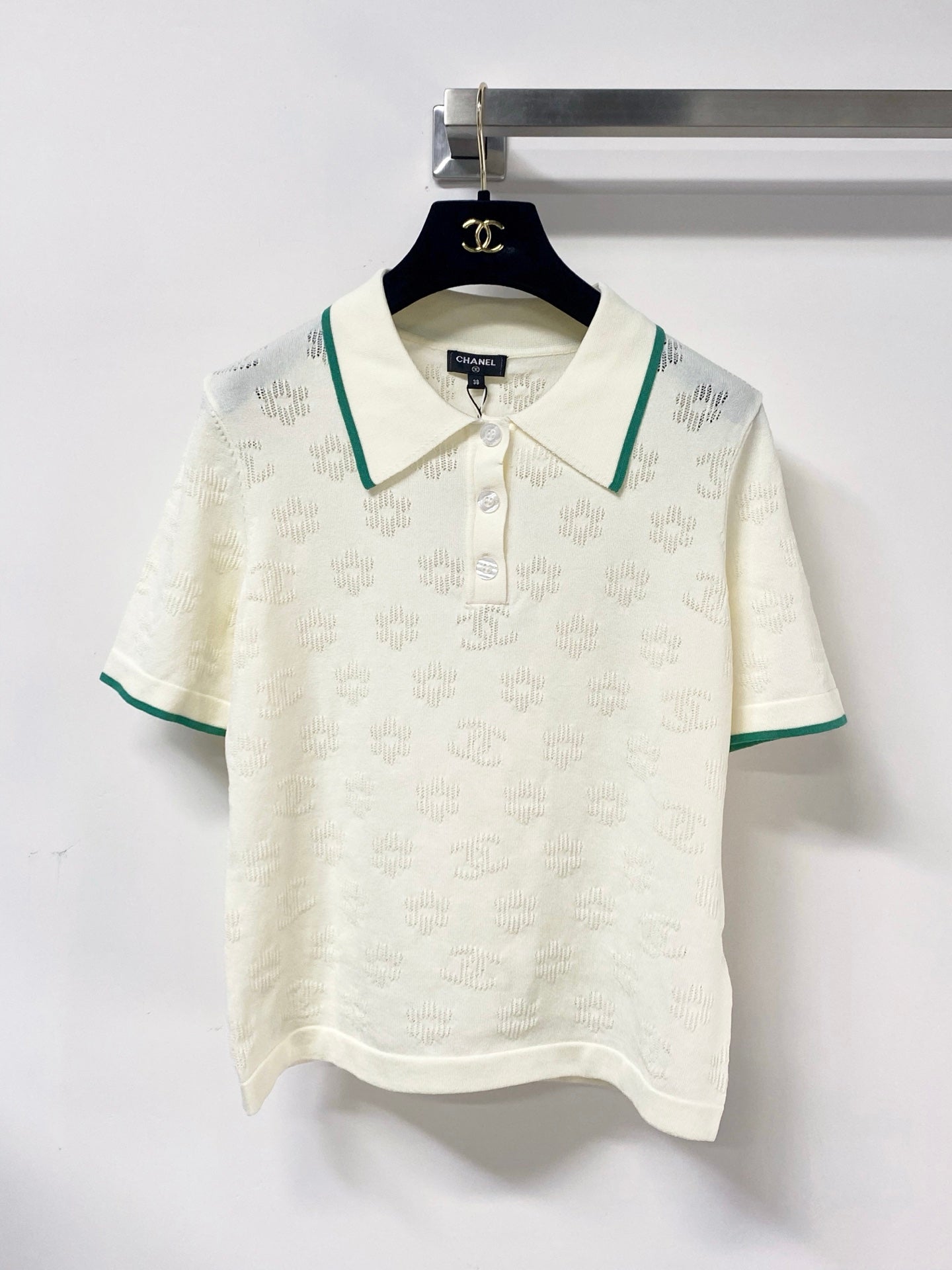 Chanel 2026 Short-Sleeve Knit Polo Shirt Cotton 479910