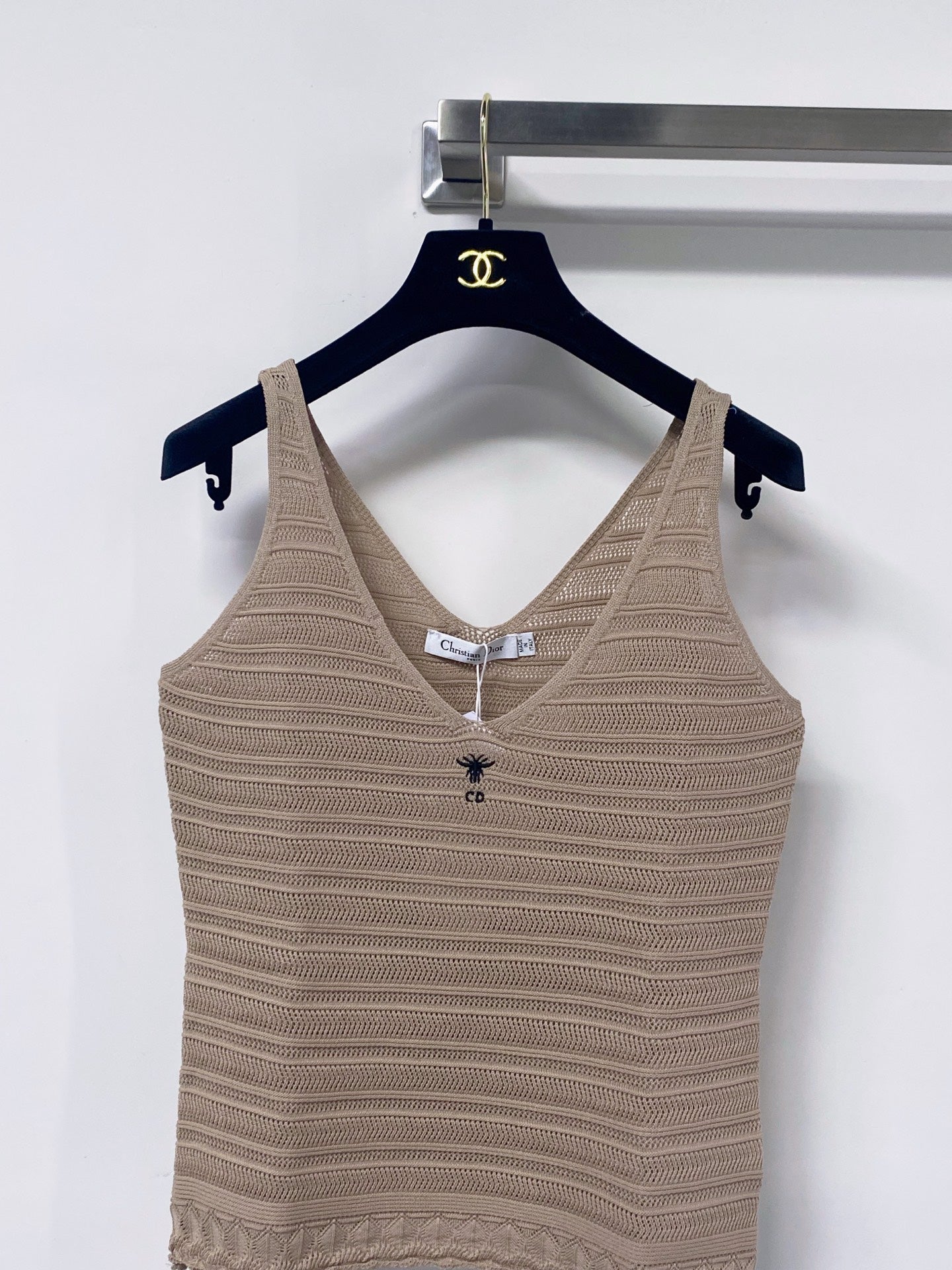 Dior 2026 Knitted Tank Top V-neckline Brown Polyamide 479869