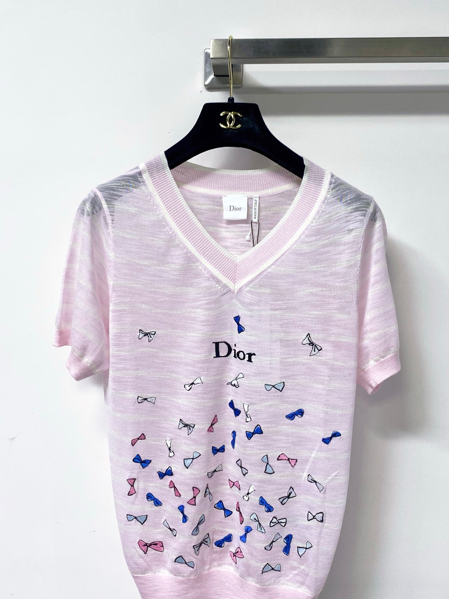 Dior 2026 Striped V-neck Short-Sleeve Shirt Viscosa 487999