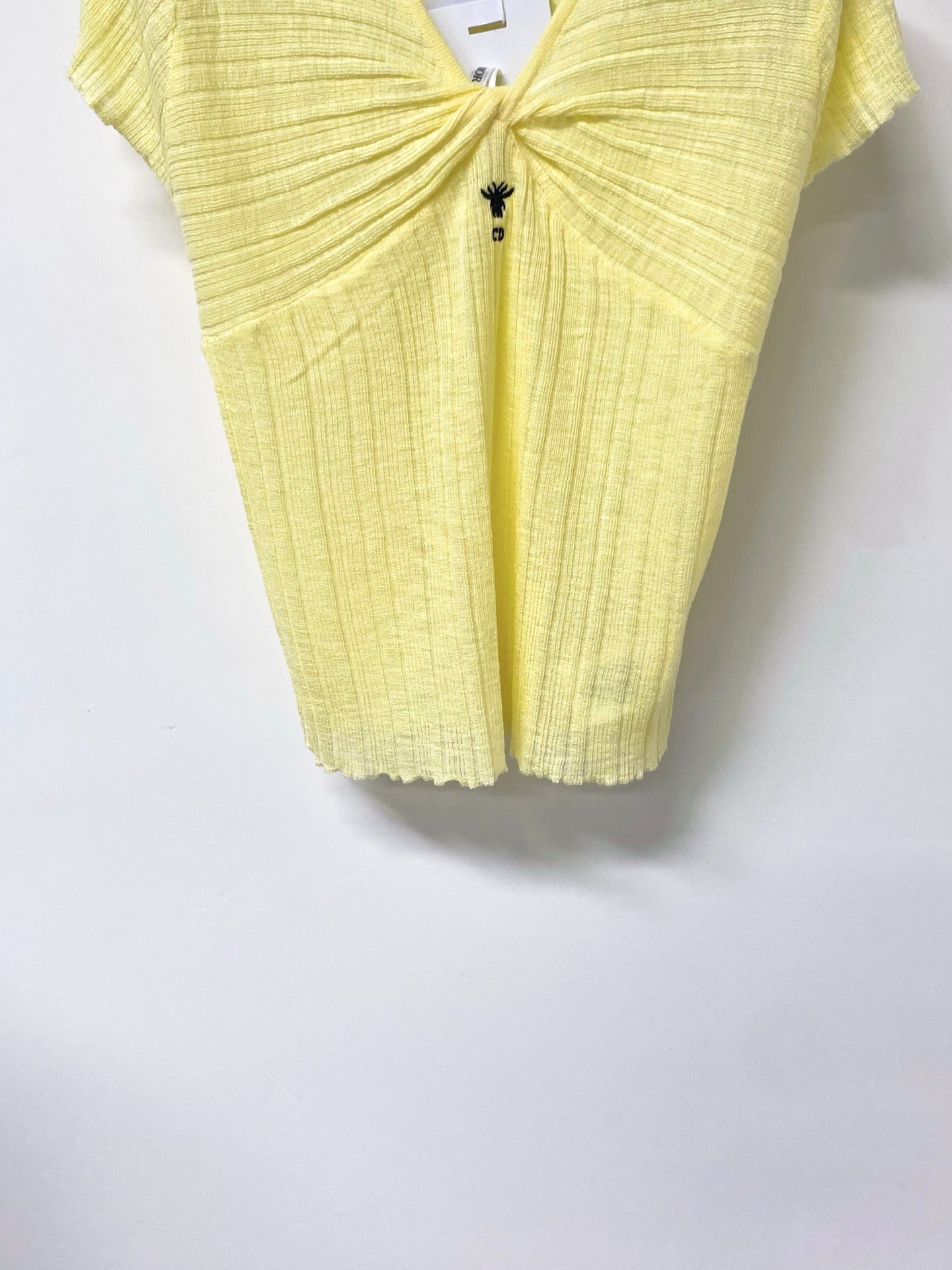 Dior 2026 Short-Sleeve T-Shirt V-neck Top Subtle Front Twist Detail Tencel 487973