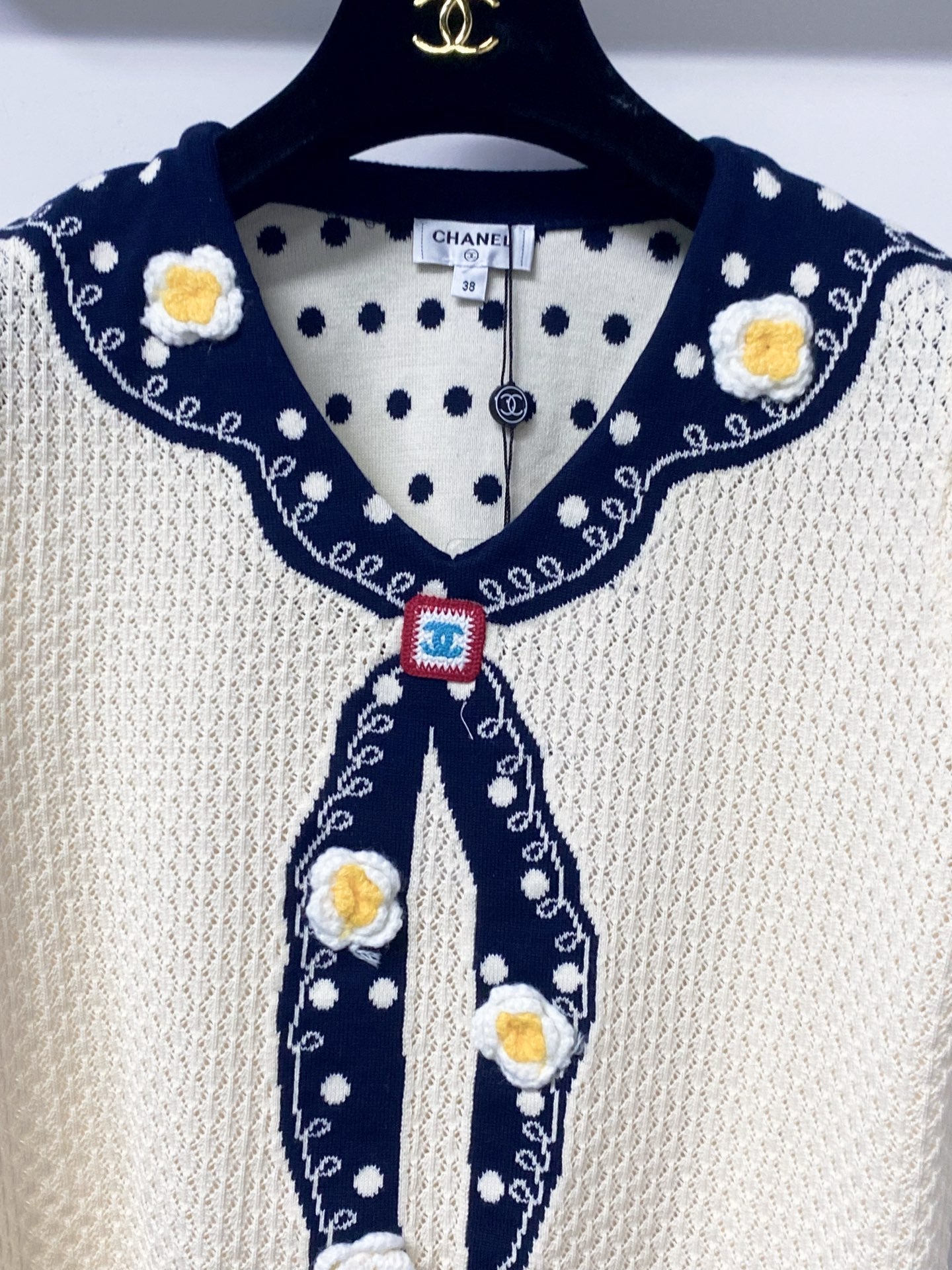 Chanel 2026 Striking Blue Sailor Short-Sleeve Shirt Cream Wool 650953