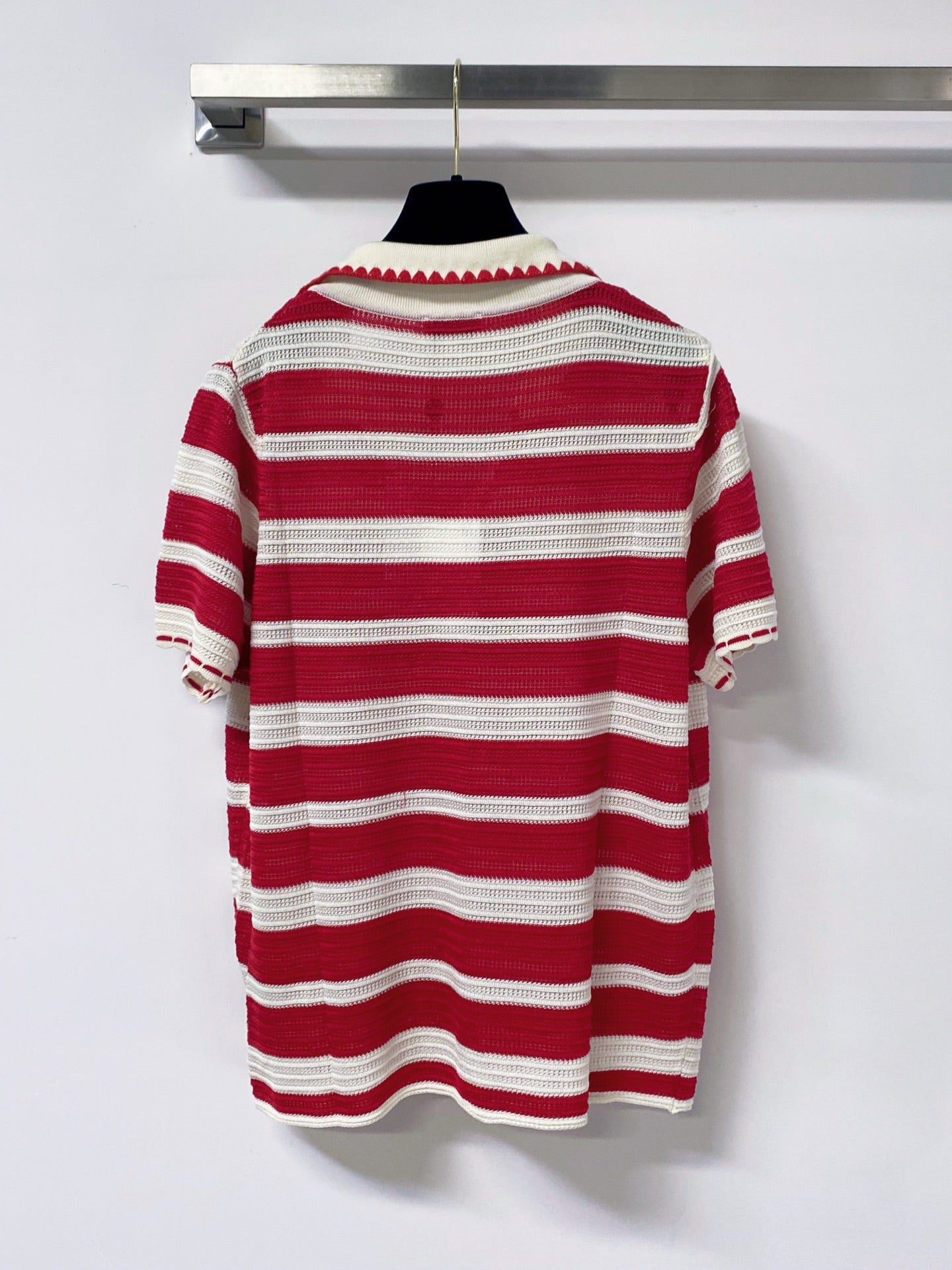 Chanel 2026 Short-Sleeve Shirt Red Cream Cotton 705313