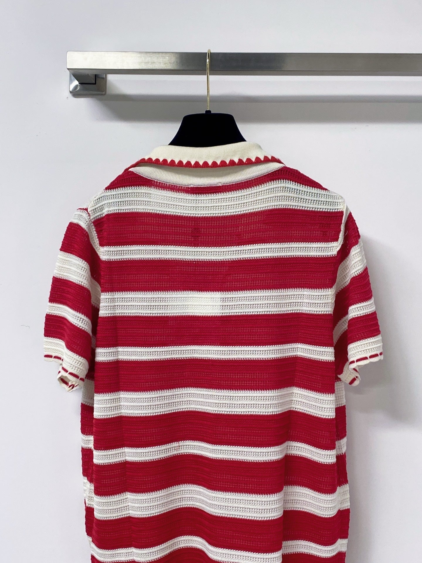 Chanel 2026 Short-Sleeve Shirt Red Cream Cotton 705313