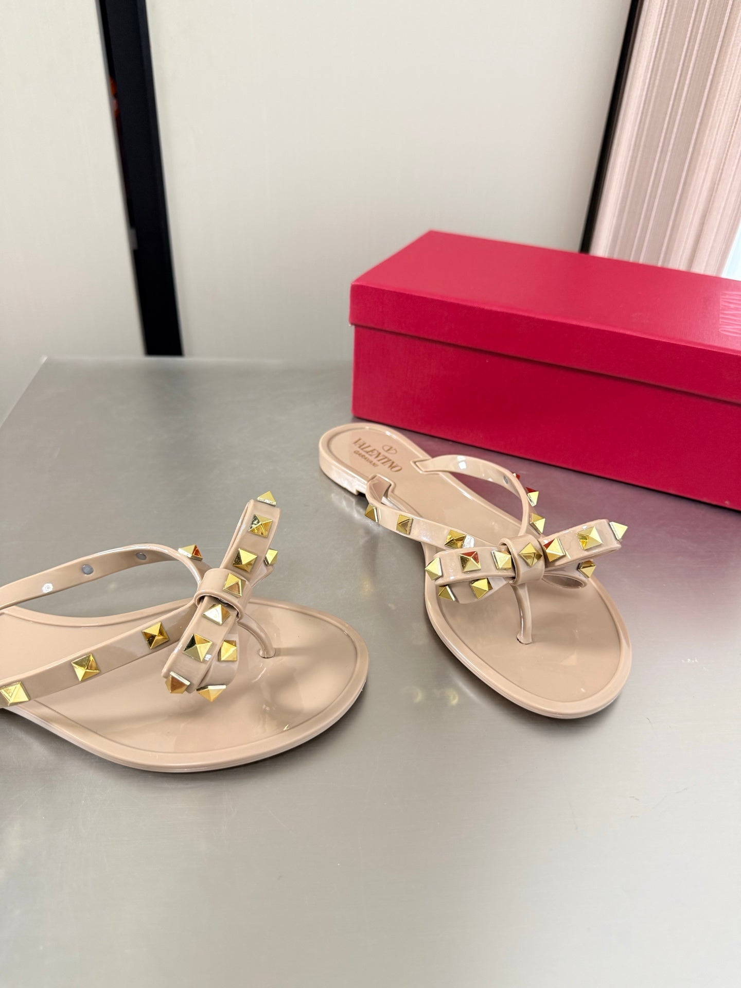 Valentino Rockstud PVC Thong Sandals 868849
