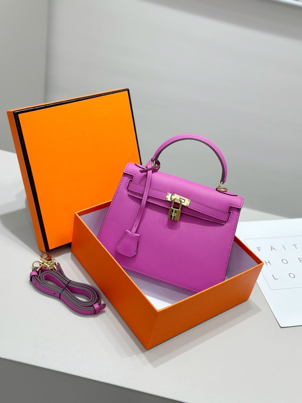 HM Kelly 25cm Pink Epsom Leather Gold Hardware