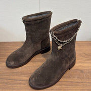 Chanel 25 Boot Brown Suede 465612