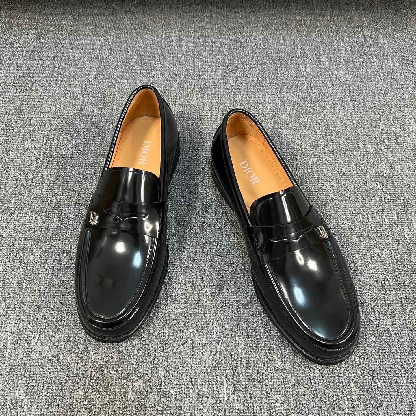 CD GRANVILLE EDGE BEADS LOAFER GLOSSY BLACK CALFSKIN