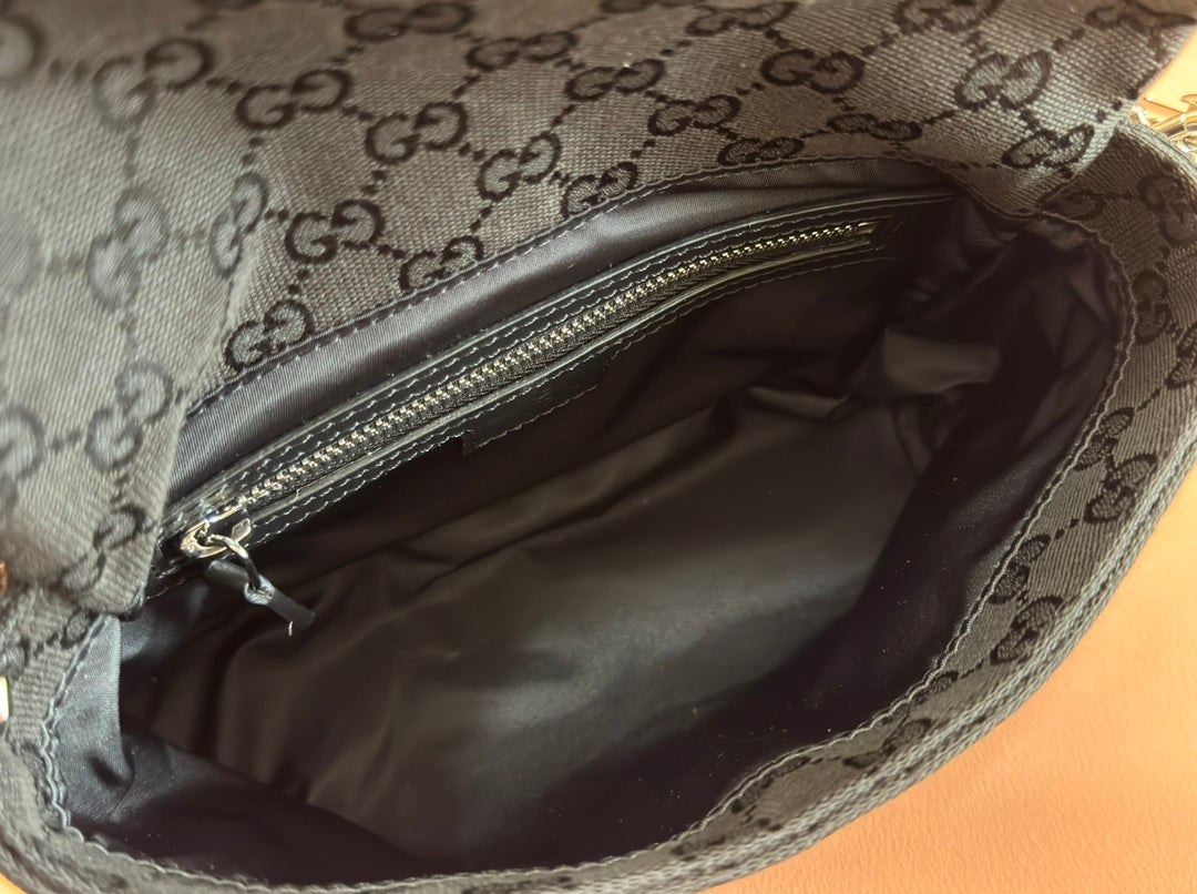 Gucci Bag Black Canvas Leather 248452