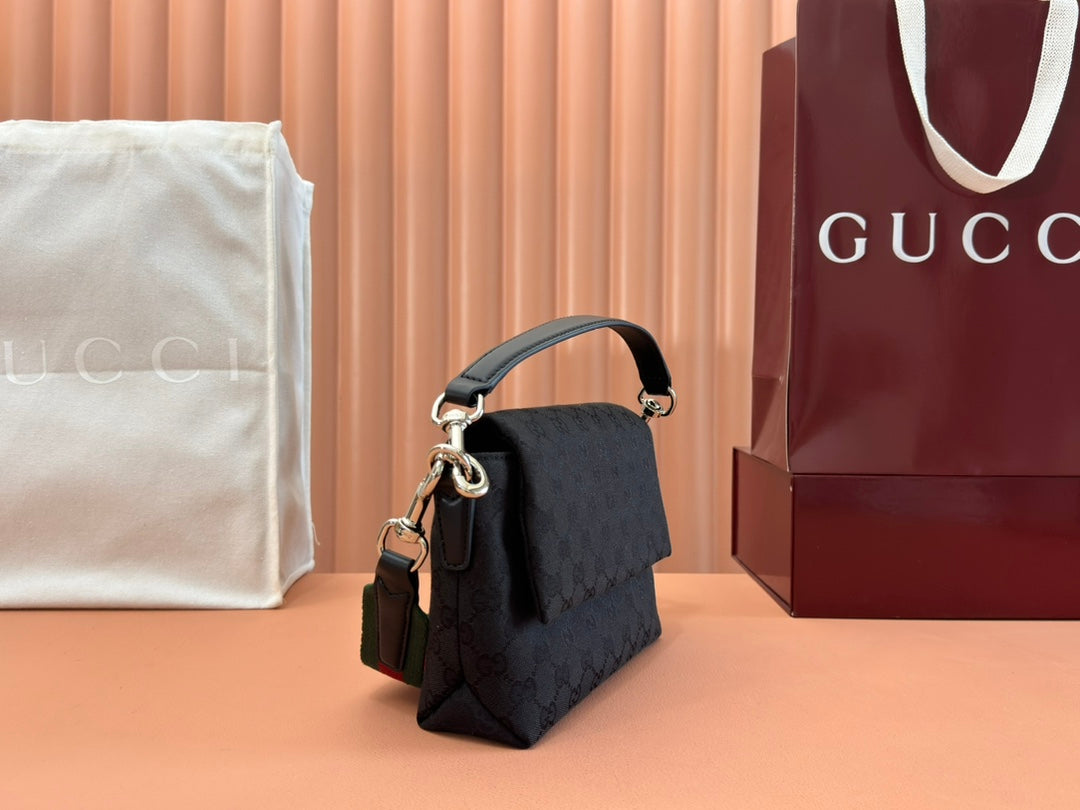 Gucci Bag Black Canvas Leather 248452