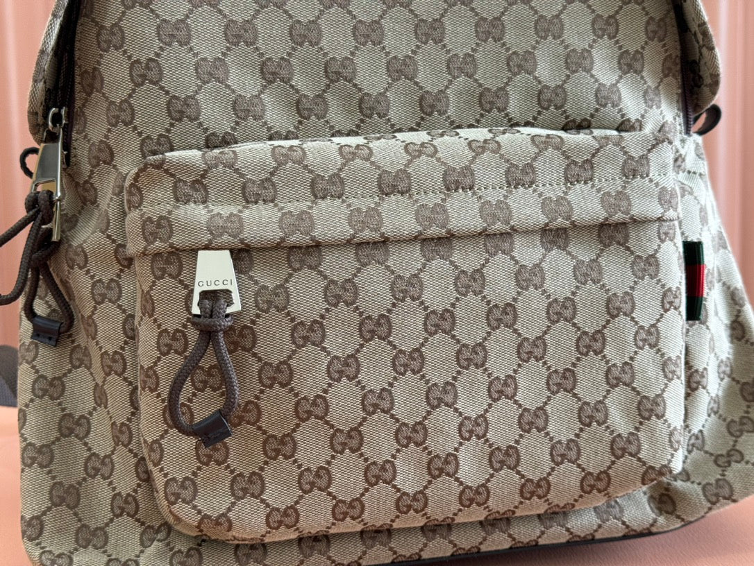 Gucci Backpack Beige mix Brown Canvas Leather 248446