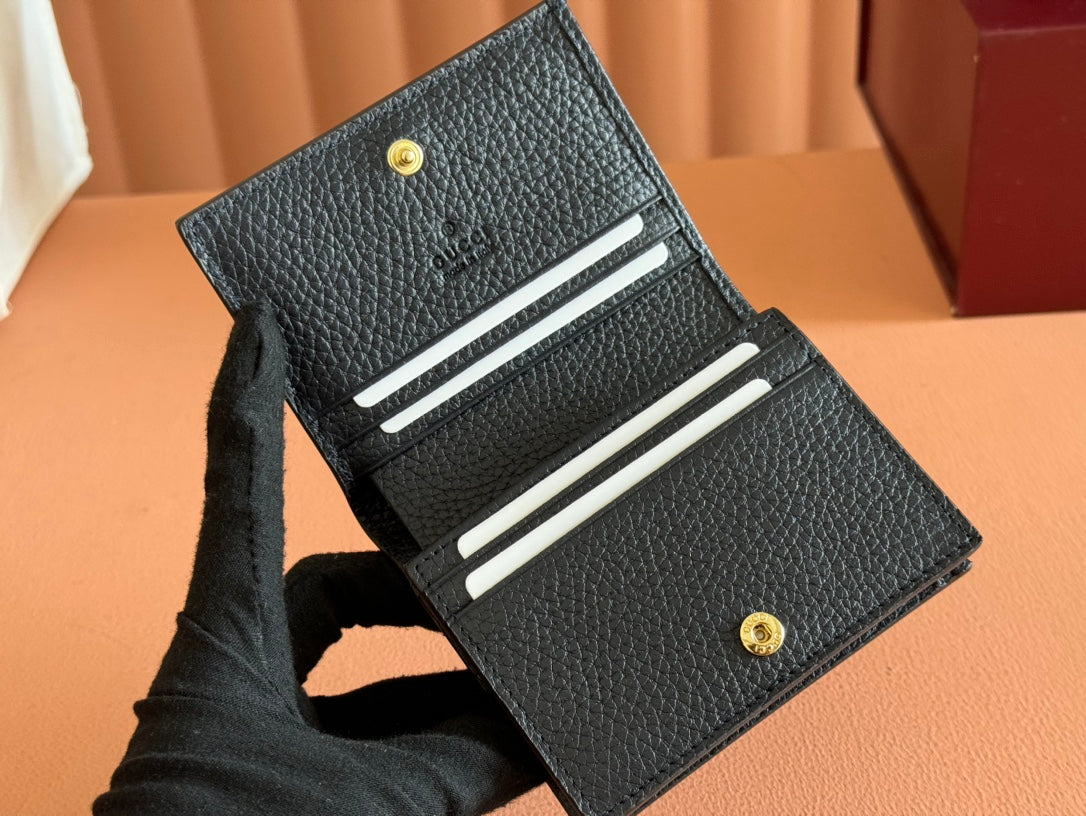 Gucci Marmont Wallet Ebony Blue Black Canvas Leather 250958
