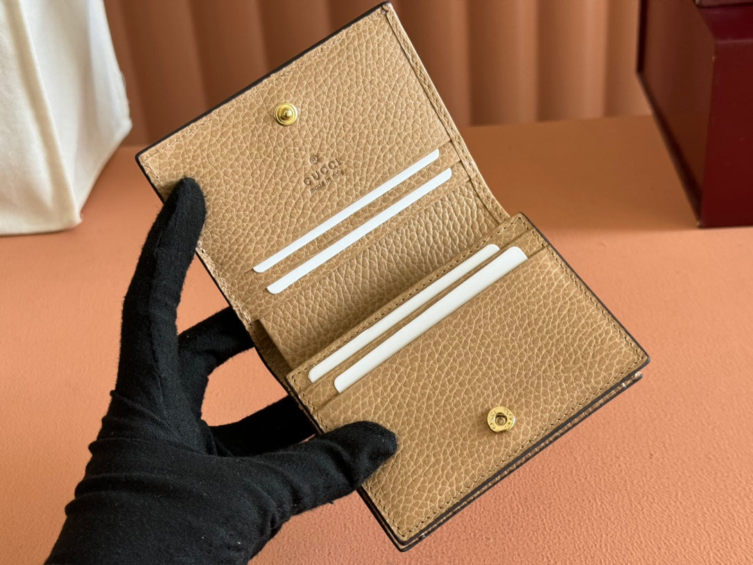 Gucci Marmont Wallet Beige mix Brown Canvas Leather 250959