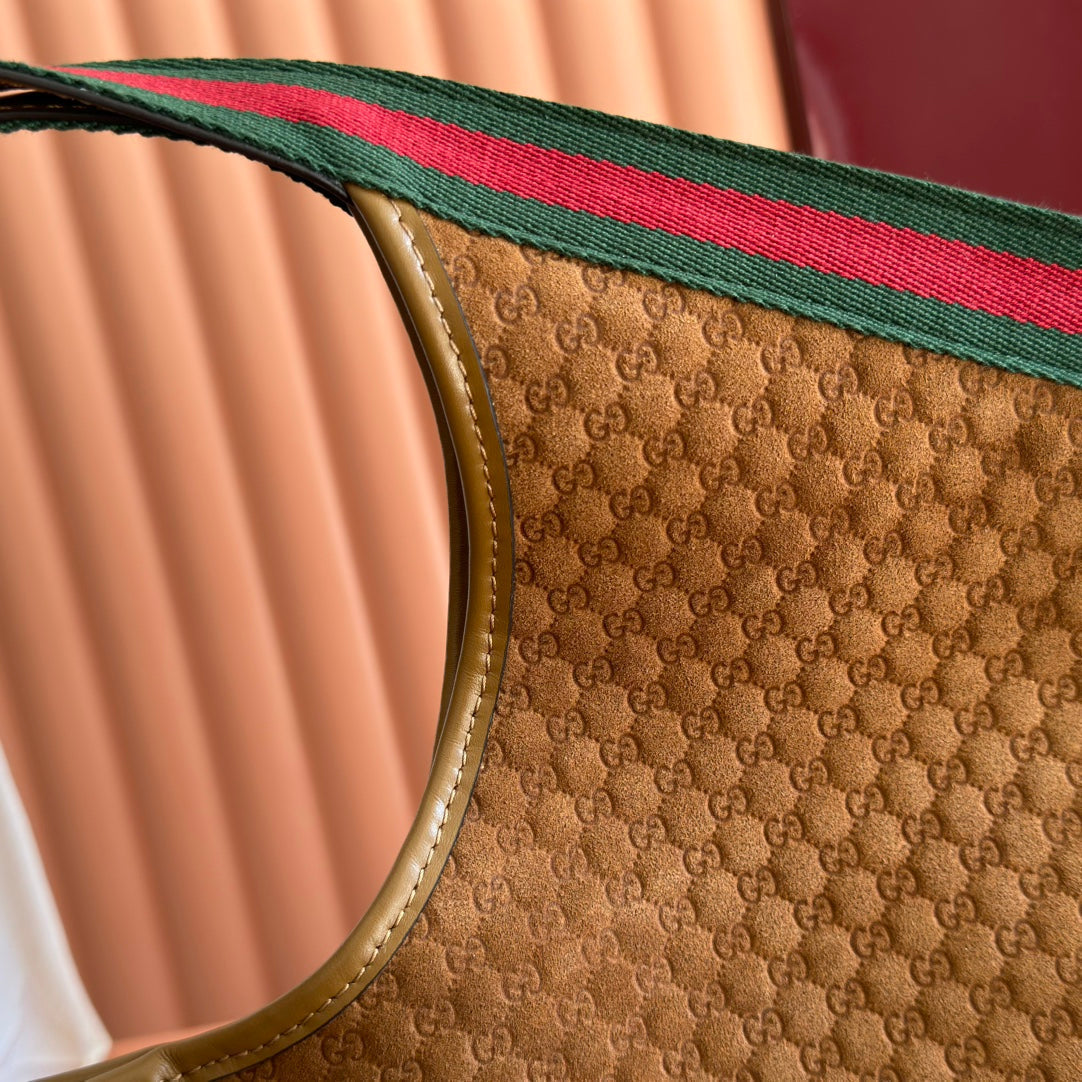 GG 2025 Giglio Large Tote Bag 60cm Brown Red Suede Canvas 273277
