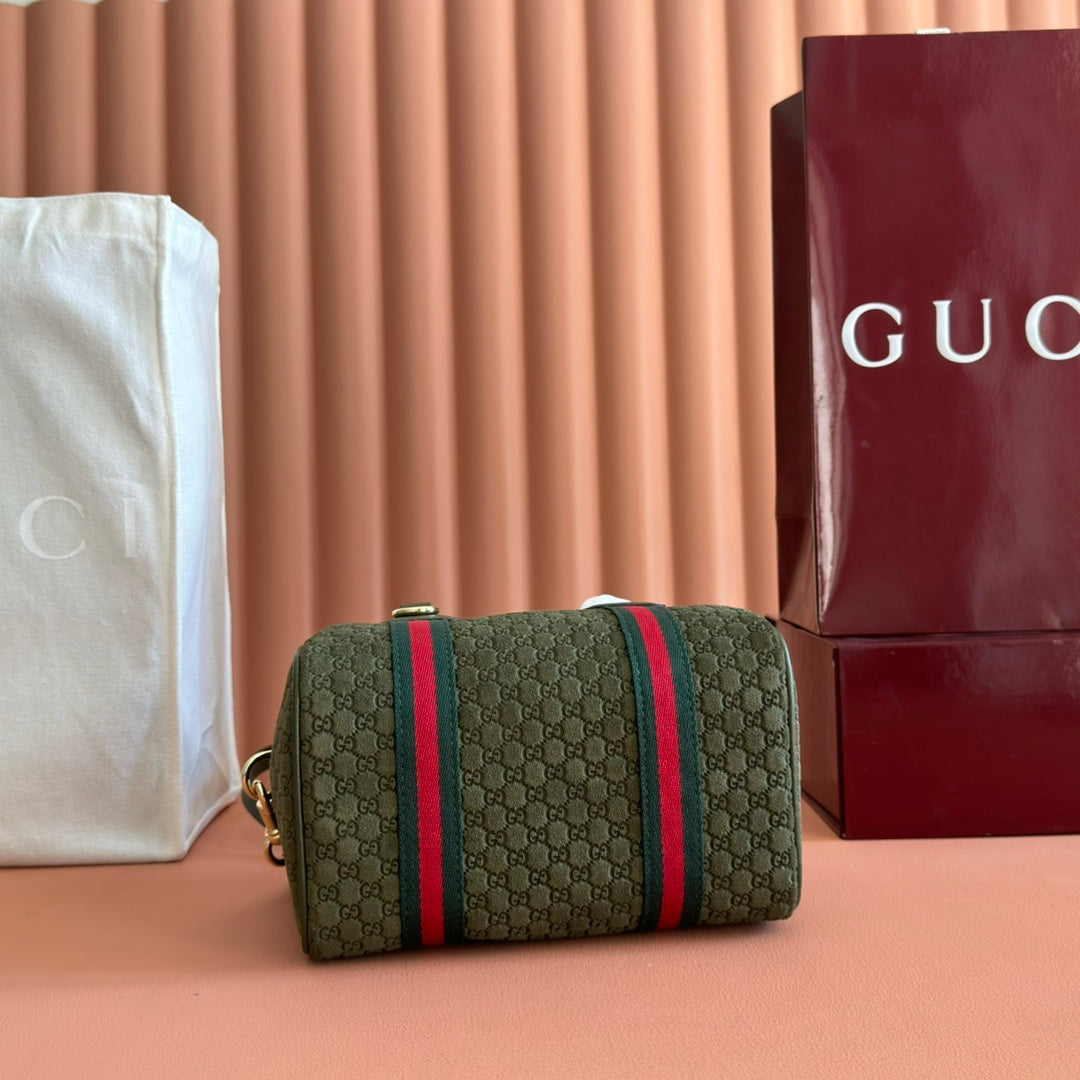 GG 2025 Bag 20cm Green Red Suede Leather 273267