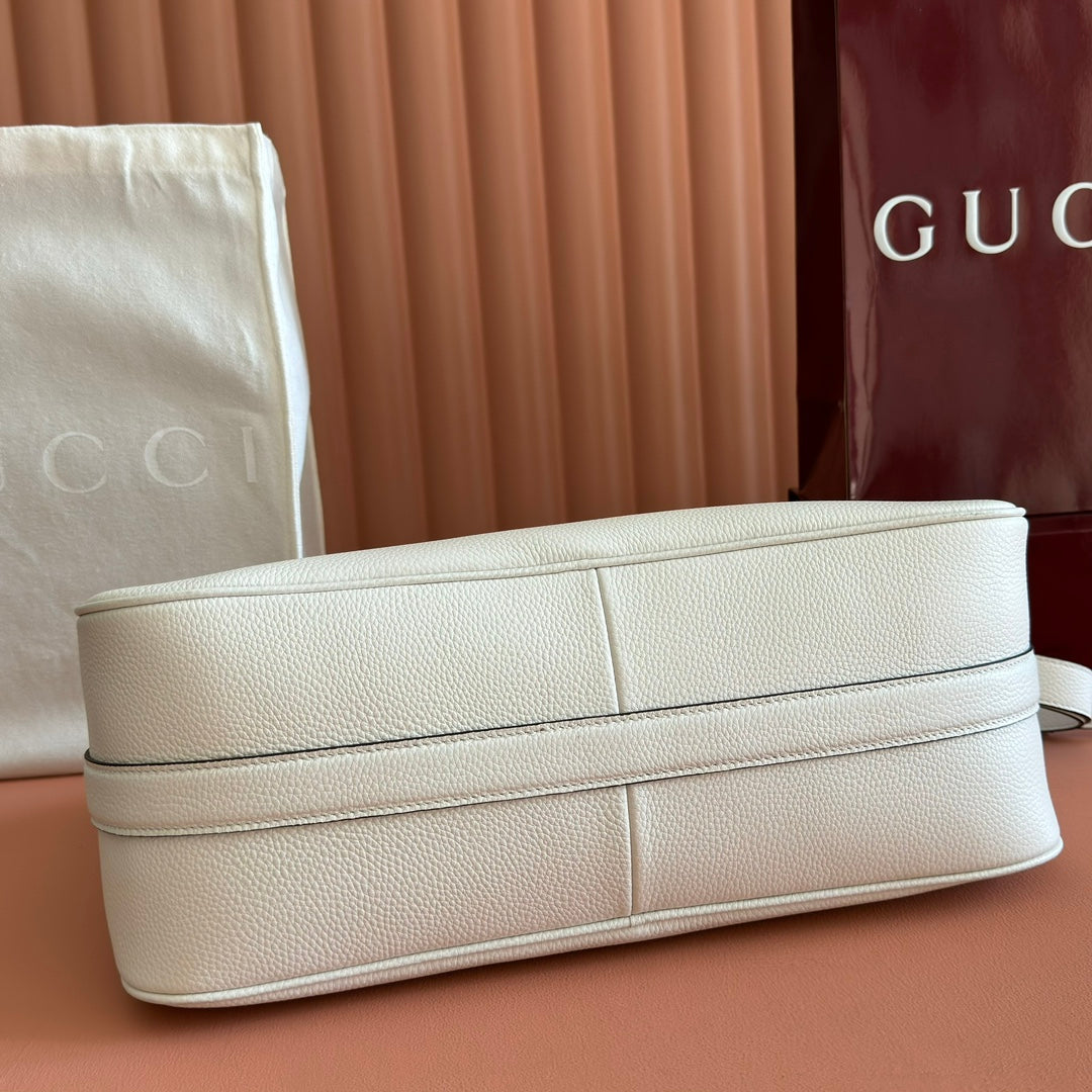 Gucci 2026 Half Horsebit Bag 38cm White Leather 277338