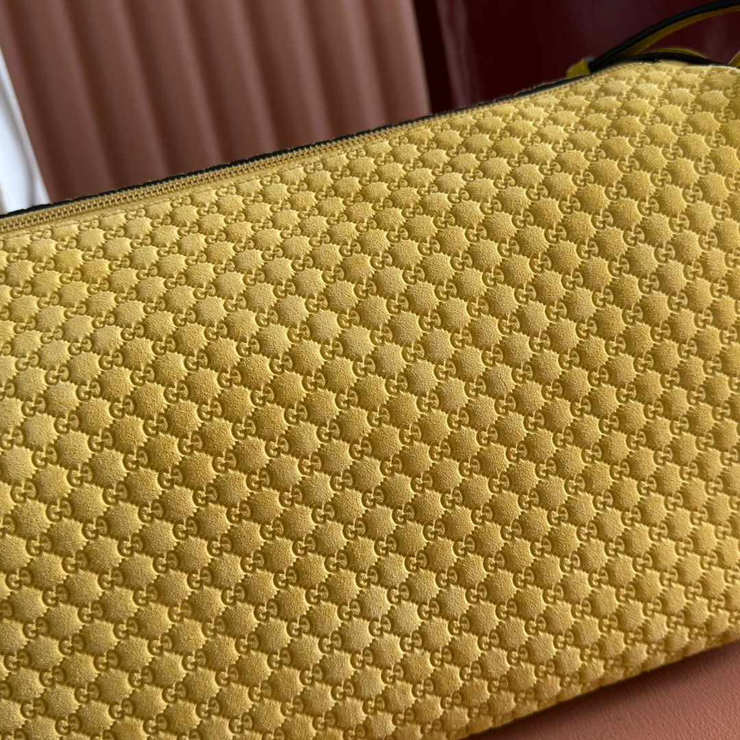 Gucci 2026 Half Horsebit Bag 38cm Yellow Suede Leather 277350