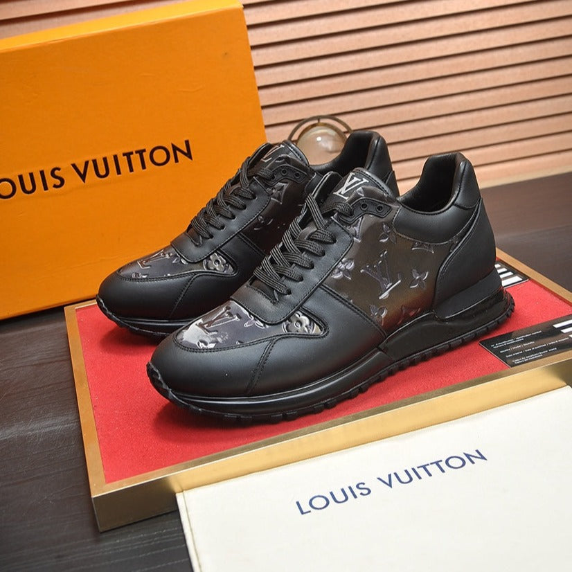 LV TRAINER SHOES IN BLACK EMBOSSED SOFT LAMBSKIN