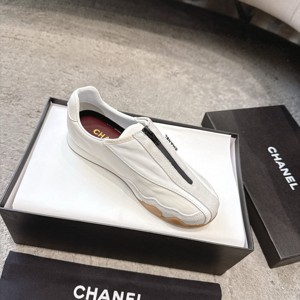 Chanel 2026 Front-Zip Sneakers Suede Leather 197905