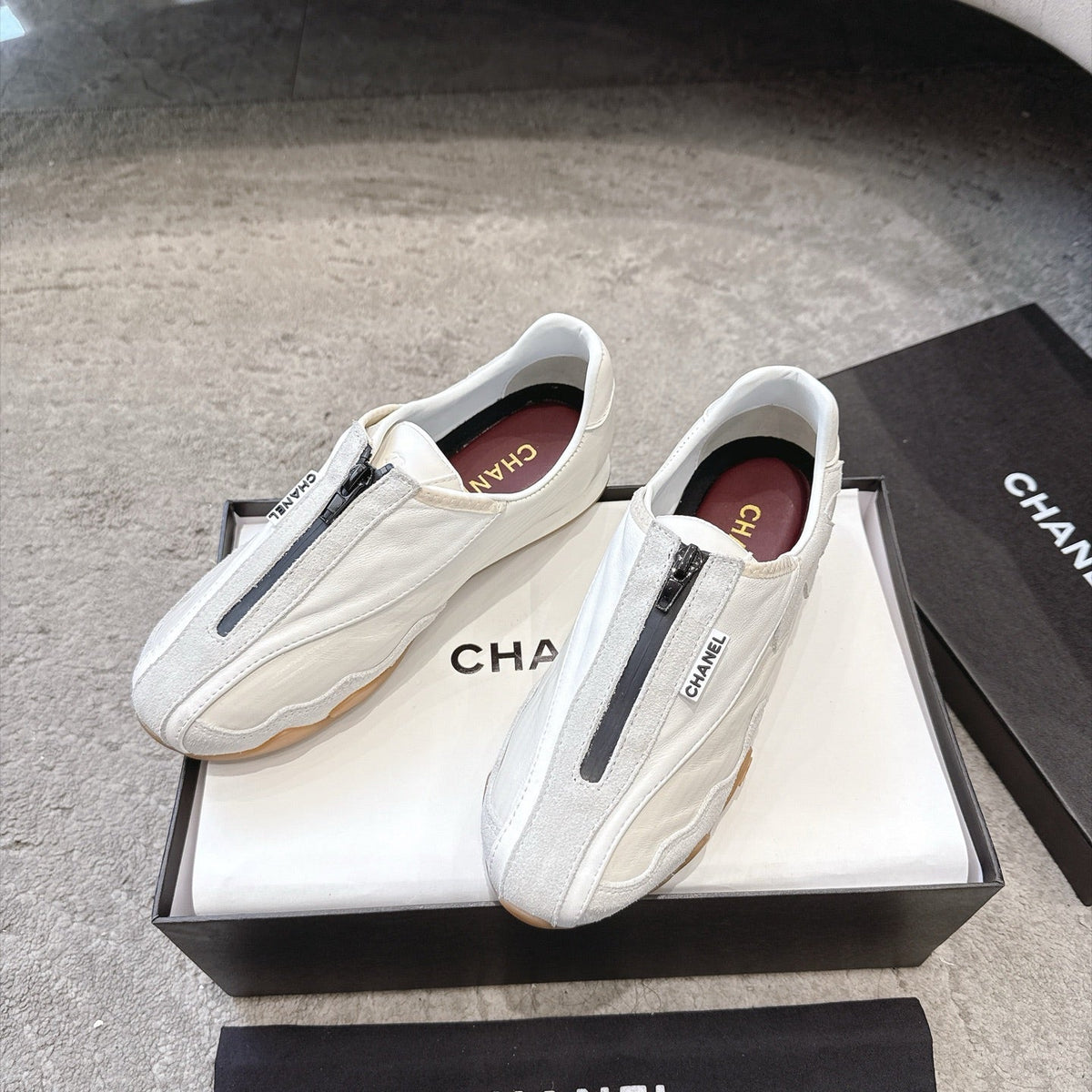 Chanel 2026 Front-Zip Sneakers Suede Leather 197905
