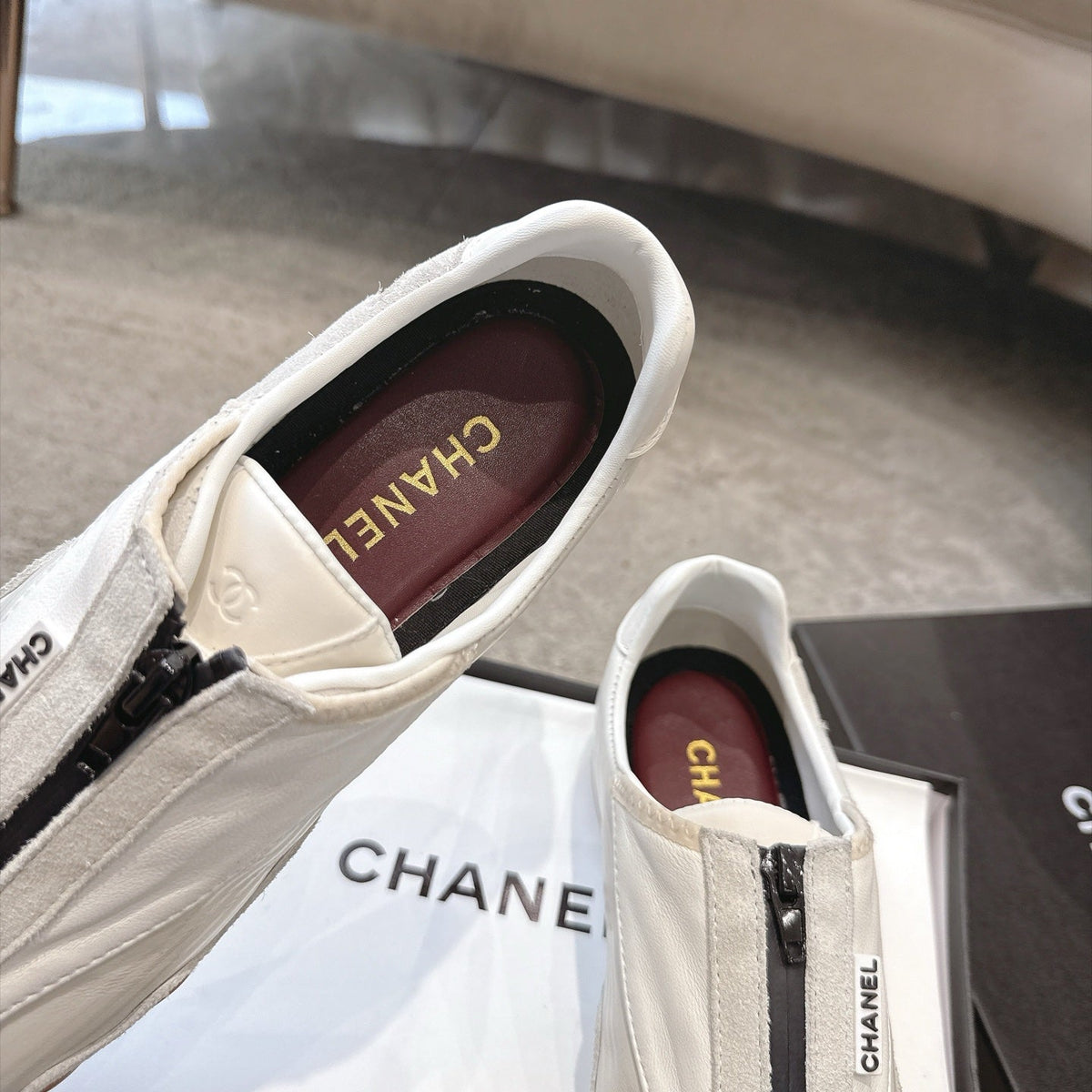 Chanel 2026 Front-Zip Sneakers Suede Leather 197905