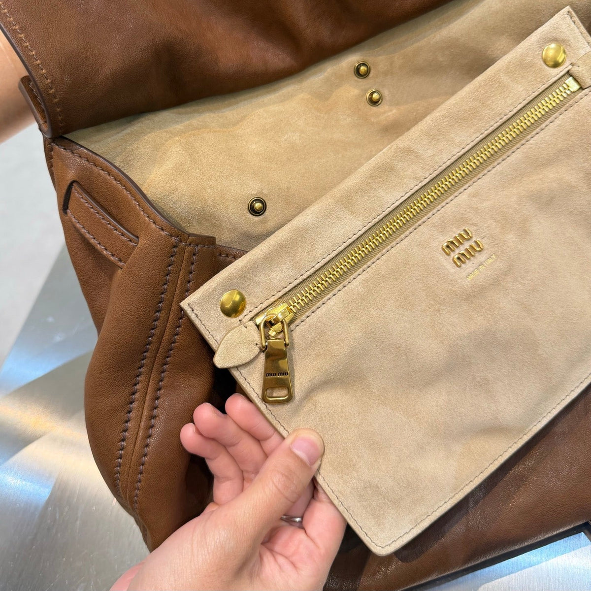 MiuMiu 2026 Rendez-vous Bag 40cm Brown Leather
