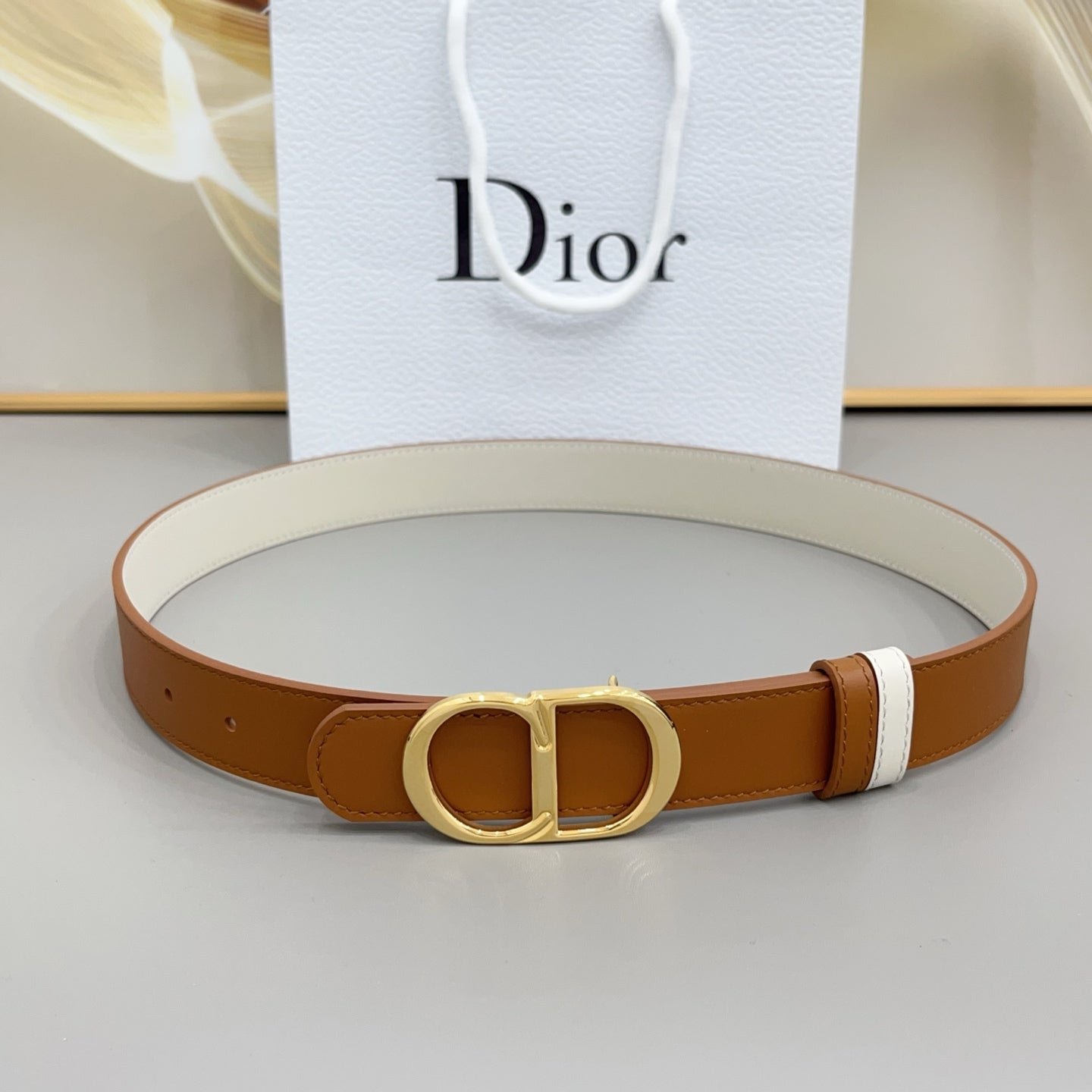 Dior 30mm Montaigne Reversible Belt Smooth Calfskin 208864