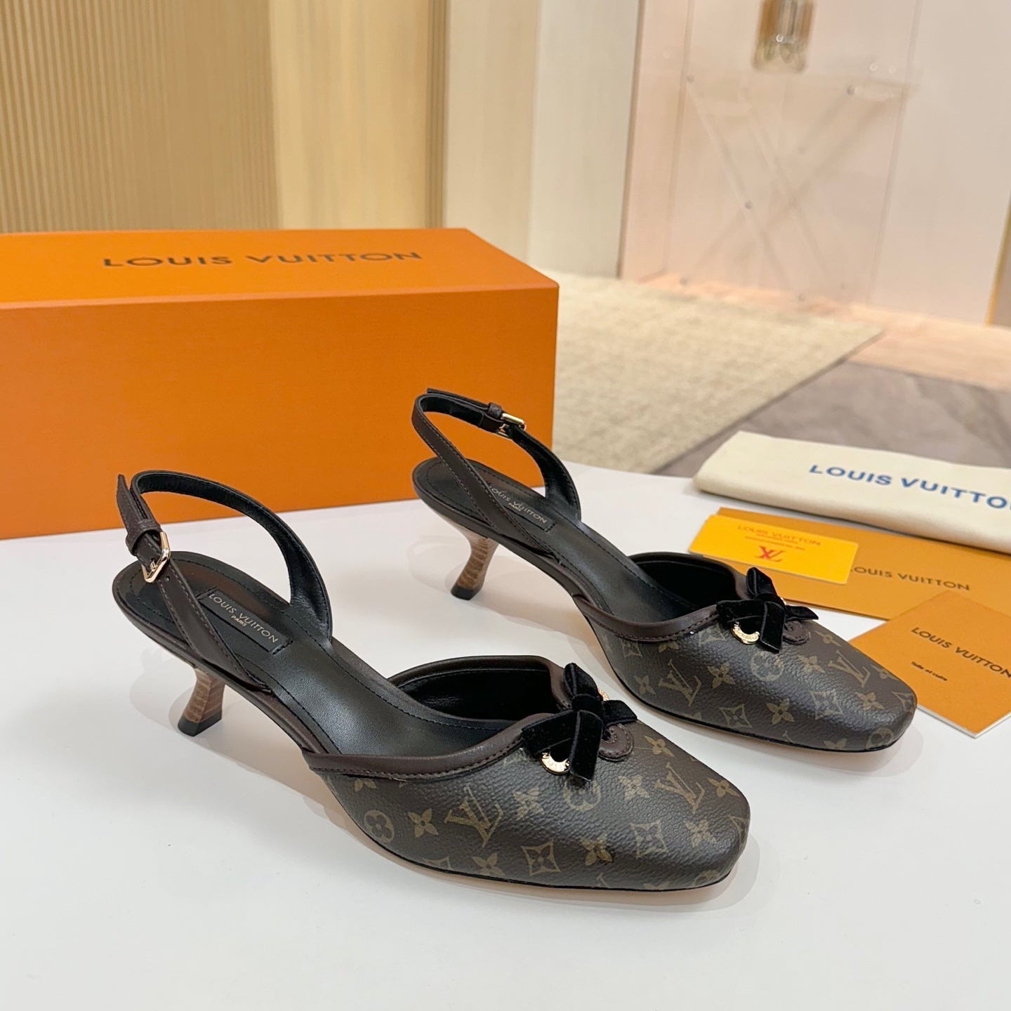 LV 26ss Slingback 60 Dark Brown Cowhide 664897