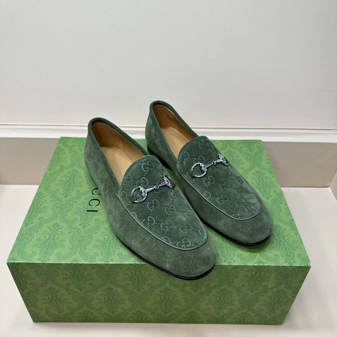 GG Men's Horsebit Loafer Green Suede 575869