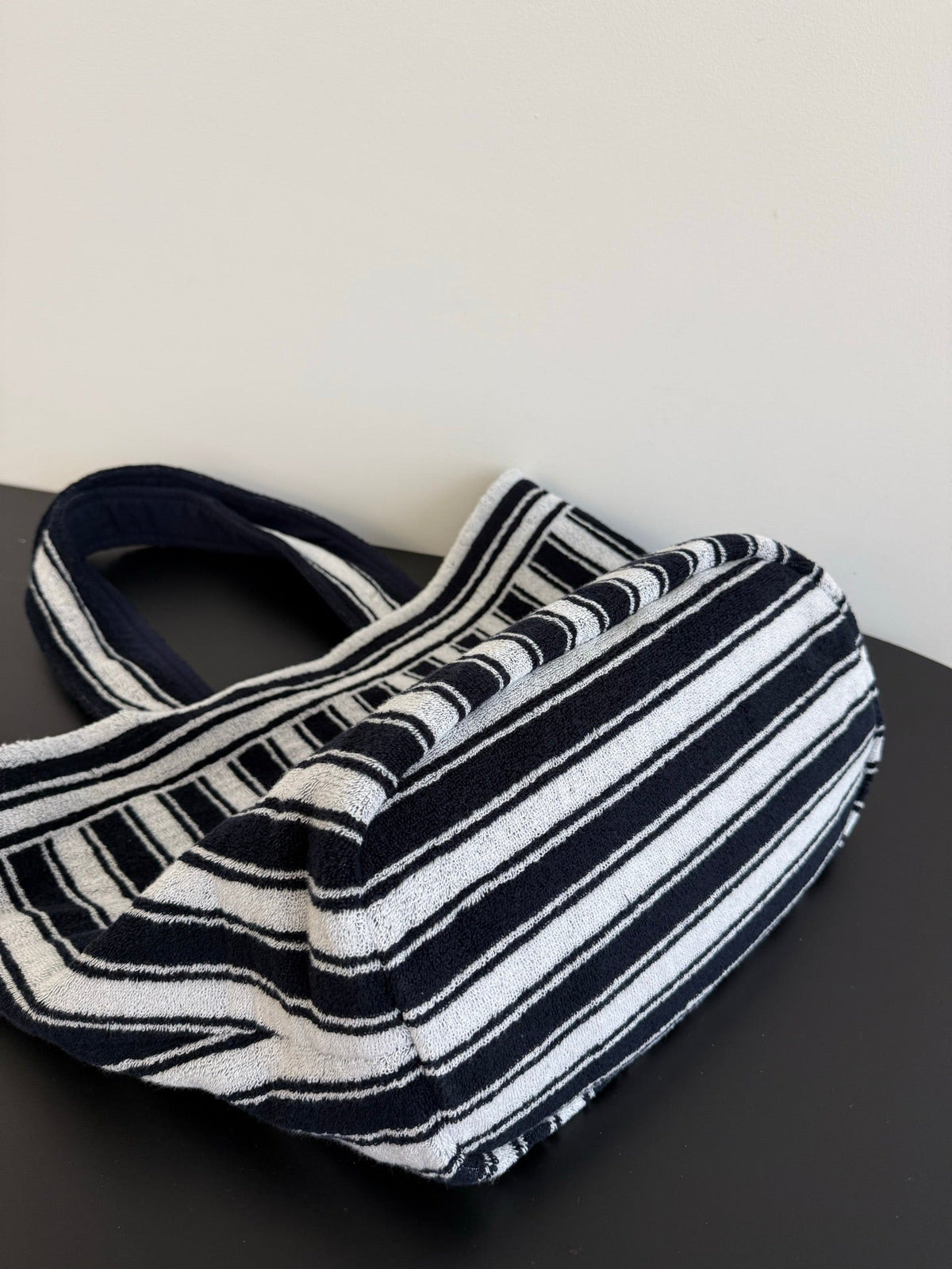 Chanel 2026  Coco Beach Tote Bag 43cm Black White Fluffy Cotton