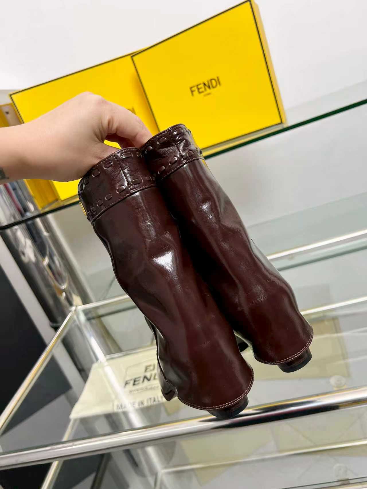FENDI low boots  burgundy calfskin 521235