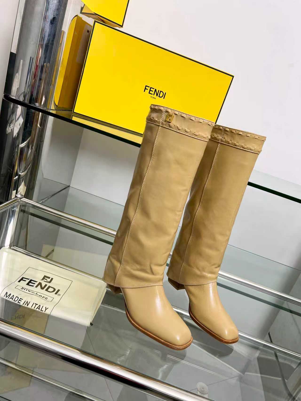 FENDI High boots  beige calfskin 521232