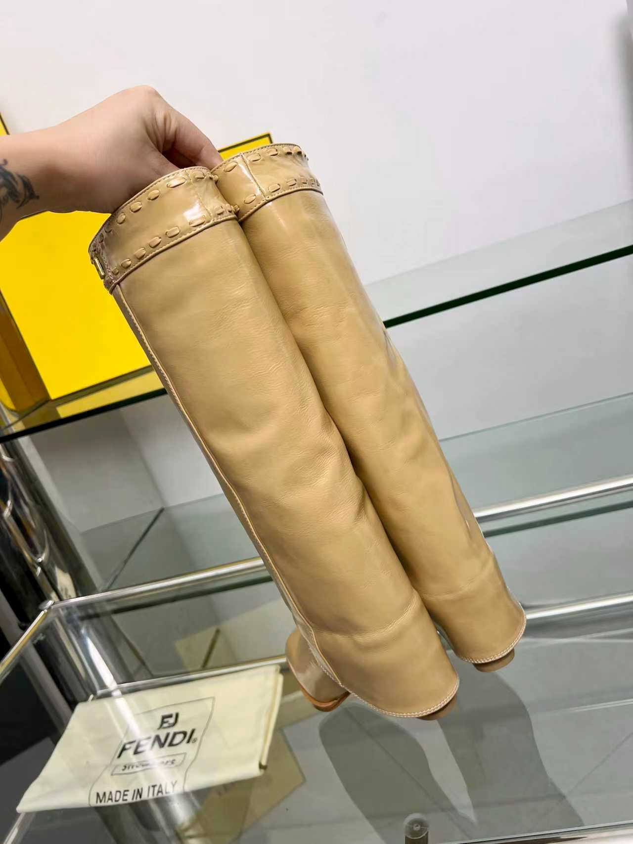 FENDI High boots  beige calfskin 521232