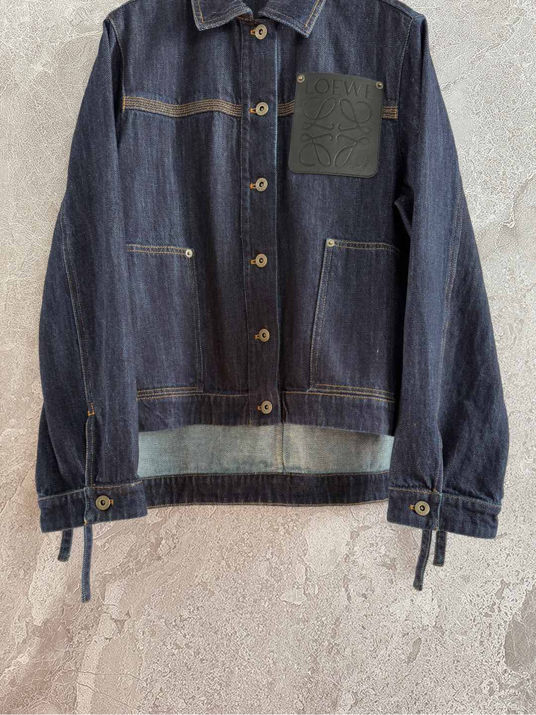 Loewe Pocket Leather Jacket Dark Blue Denim Cotton
