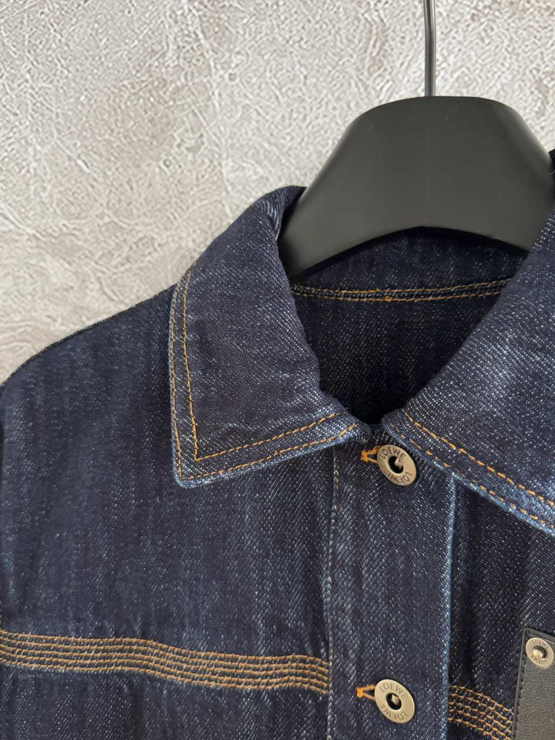 Loewe Pocket Leather Jacket Dark Blue Denim Cotton