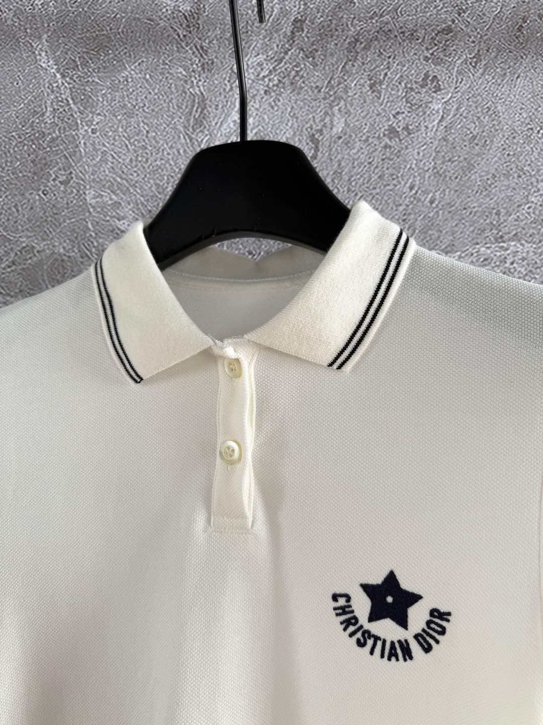 CD Lucky Star Polo Shirt White Cotton
