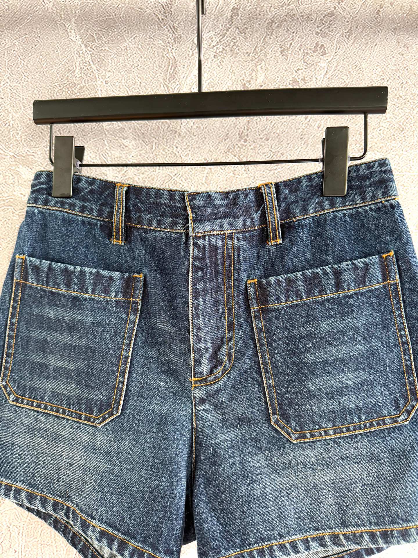 CD Patch Pocket Denim Shorts Blue Cotton