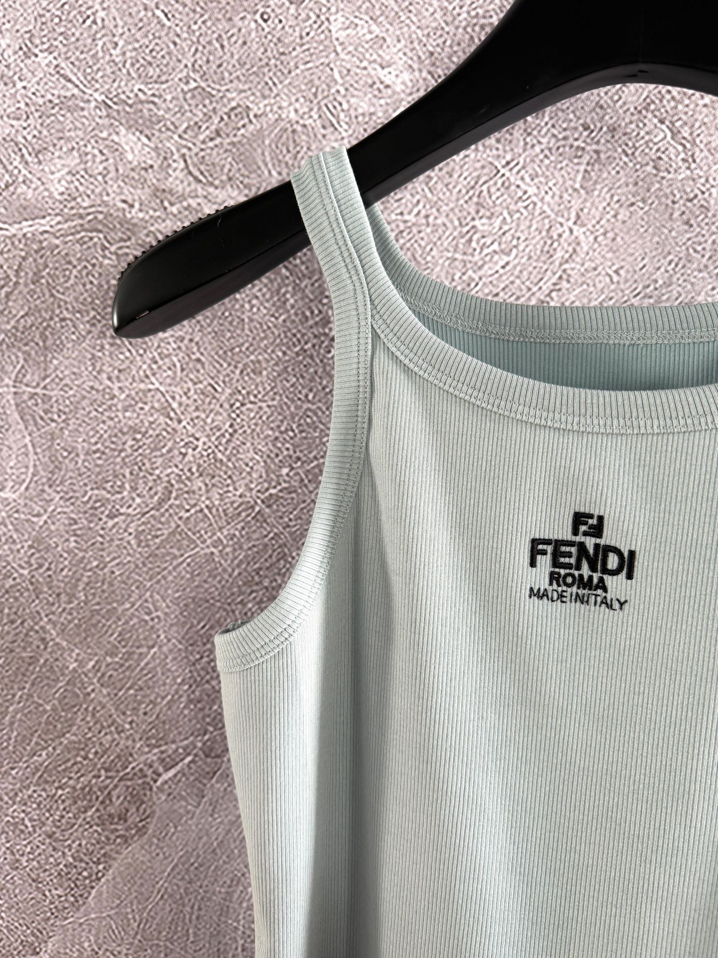 Fendi Embroidered Vest Blue Green Cotton
