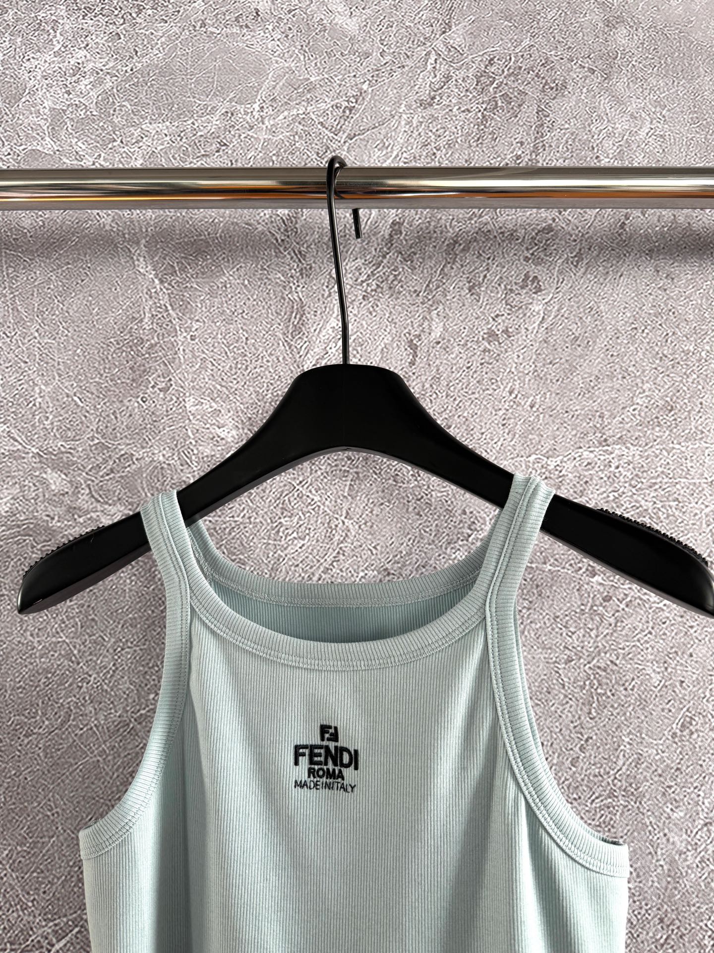 Fendi Embroidered Vest Blue Green Cotton